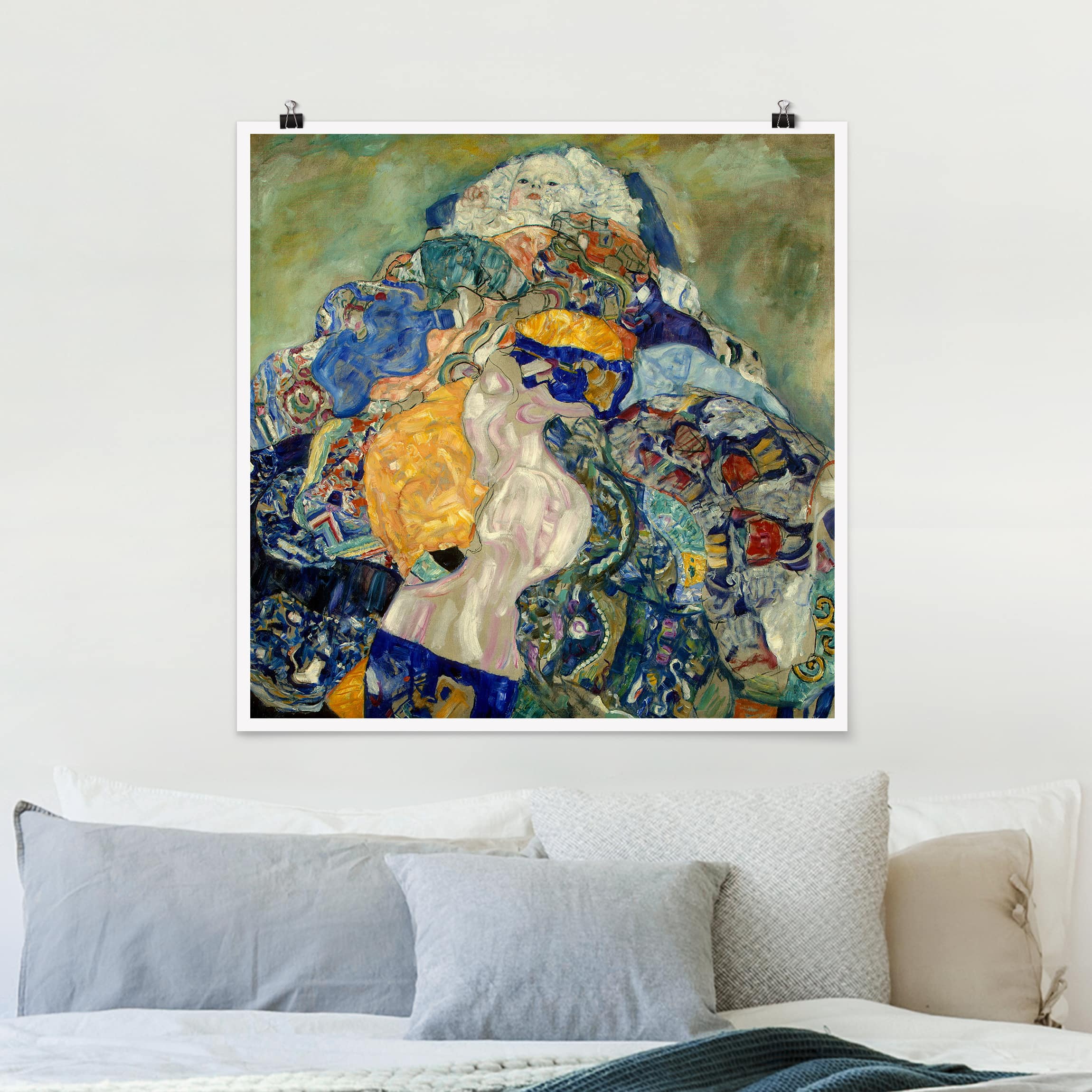 Poster - Quadrat Gustav Klimt - Baby (Wiege)