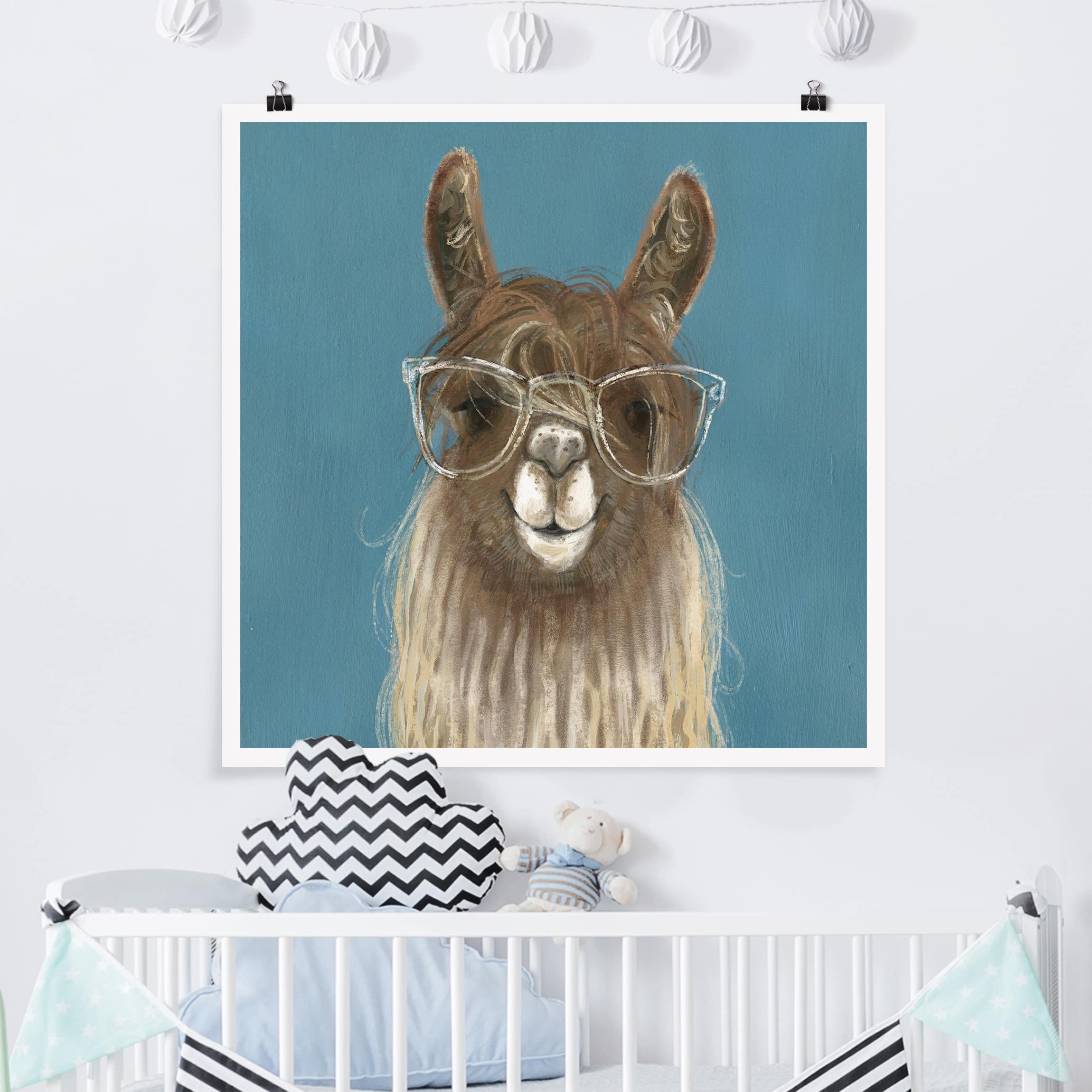 Poster - Quadrat Lama mit Brille III