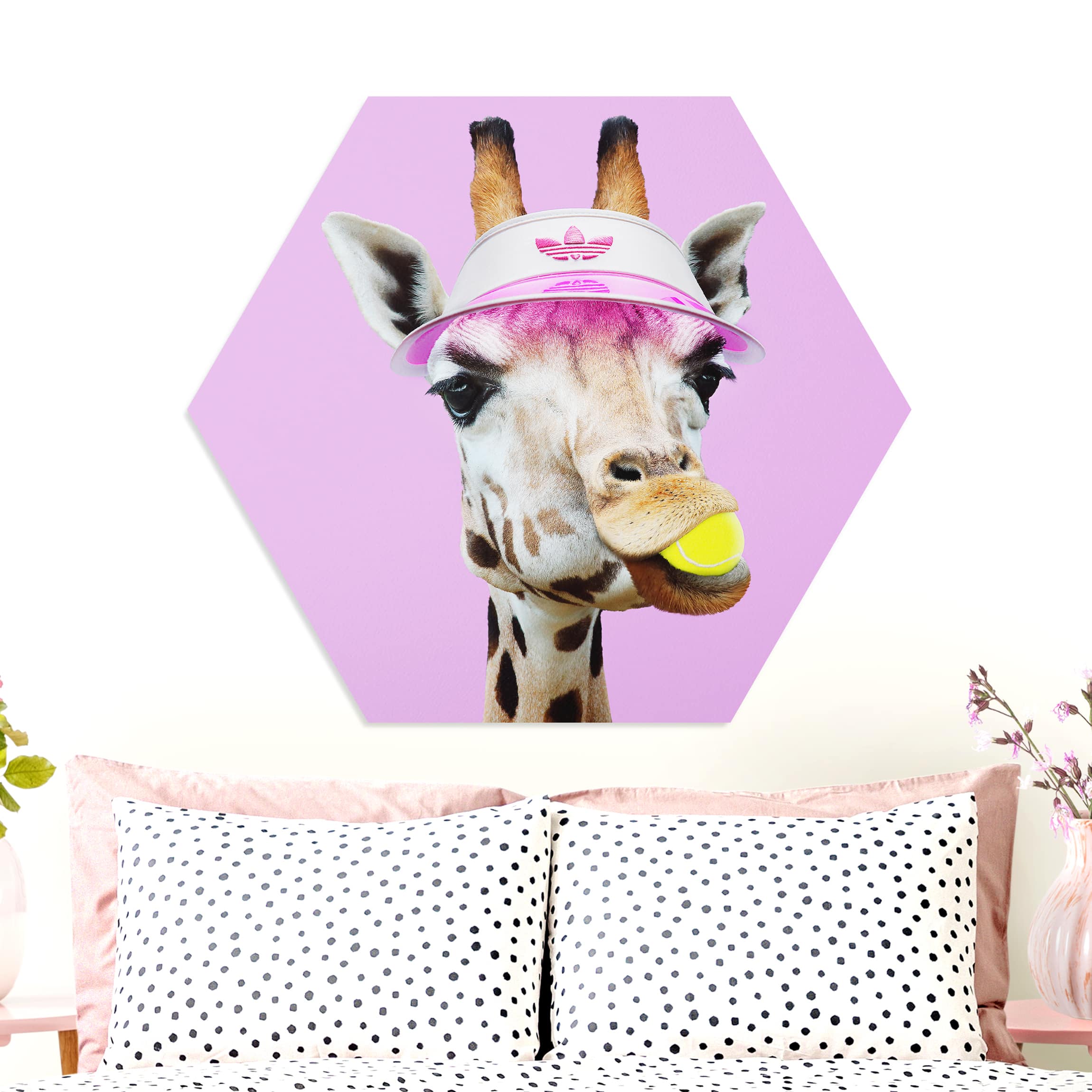 Hexagon-Forexbild Giraffe beim Tennis