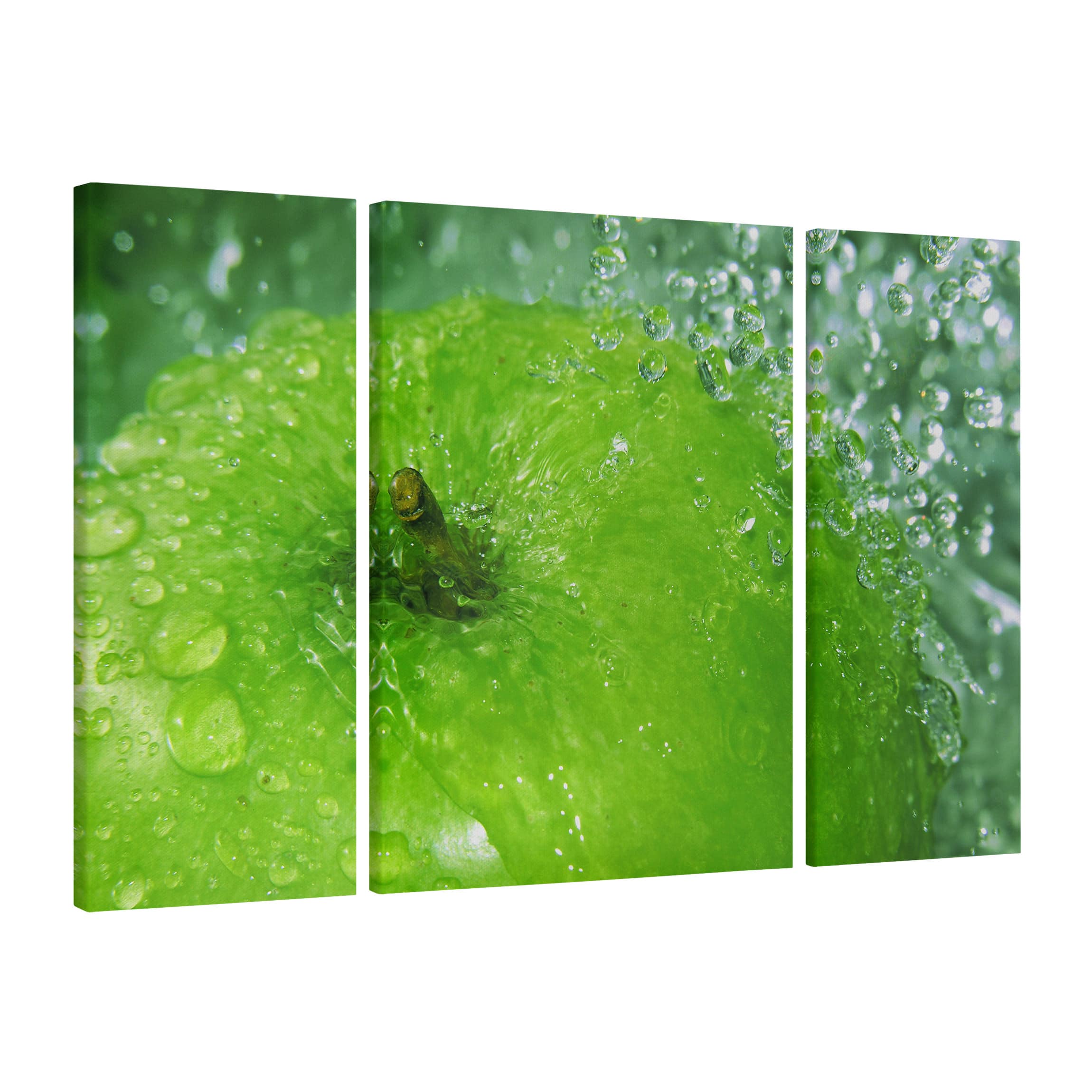 3-teiliges Leinwandbild - Querformat Green Apple