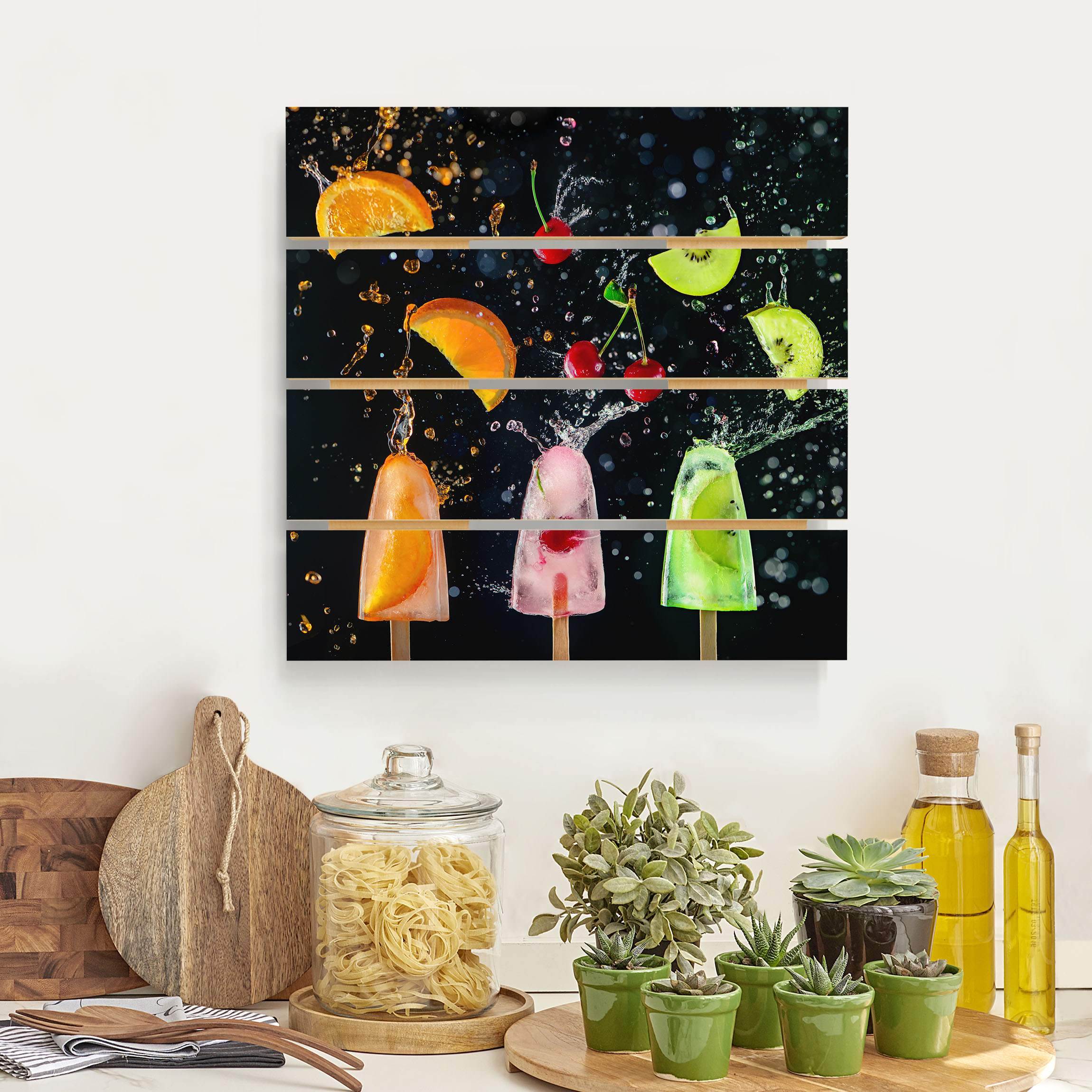 Holzbild Plankenoptik Eis am Stiel