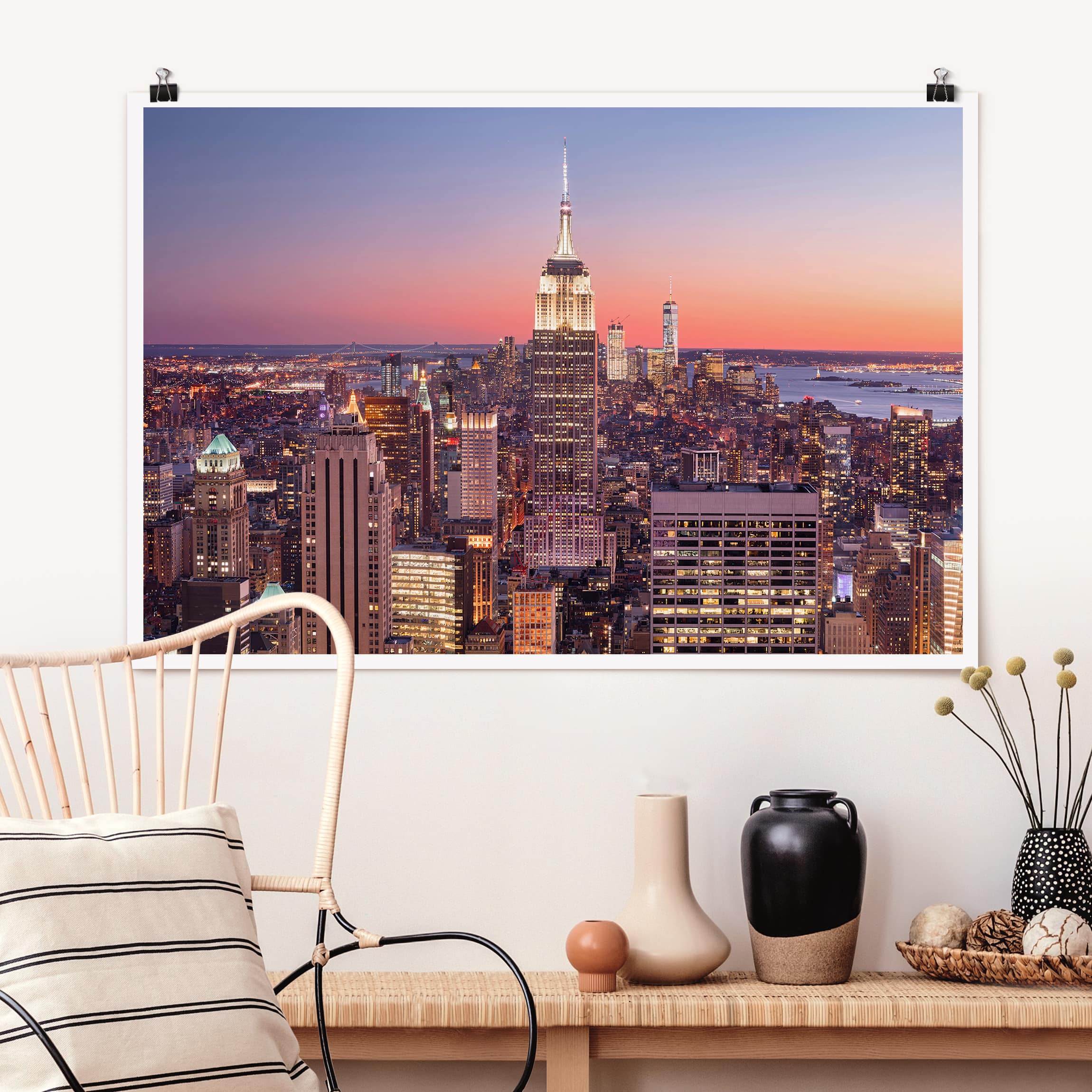 Poster - Querformat Sonnenuntergang Manhattan New York City