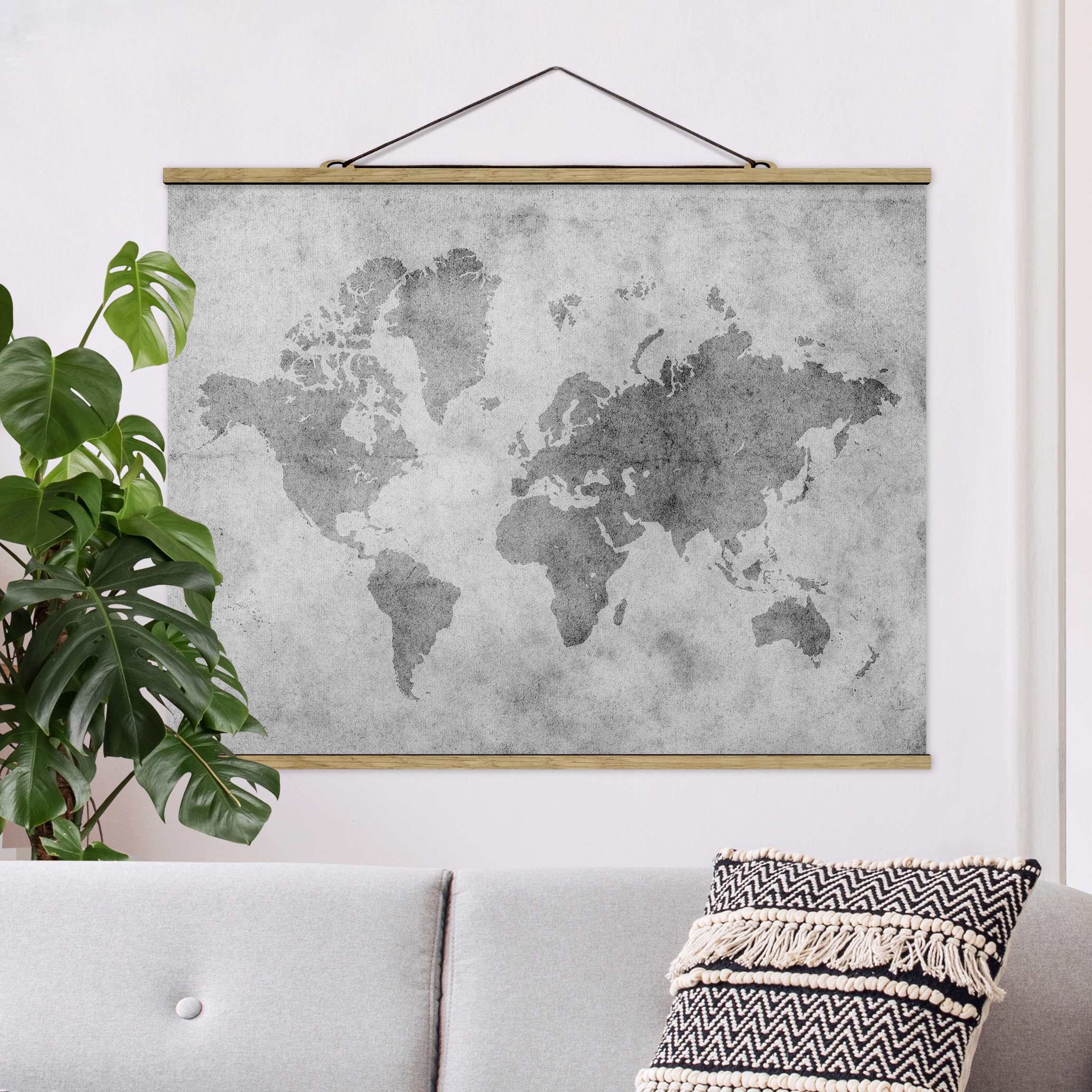 Stoffbild - Querformat Vintage Weltkarte II