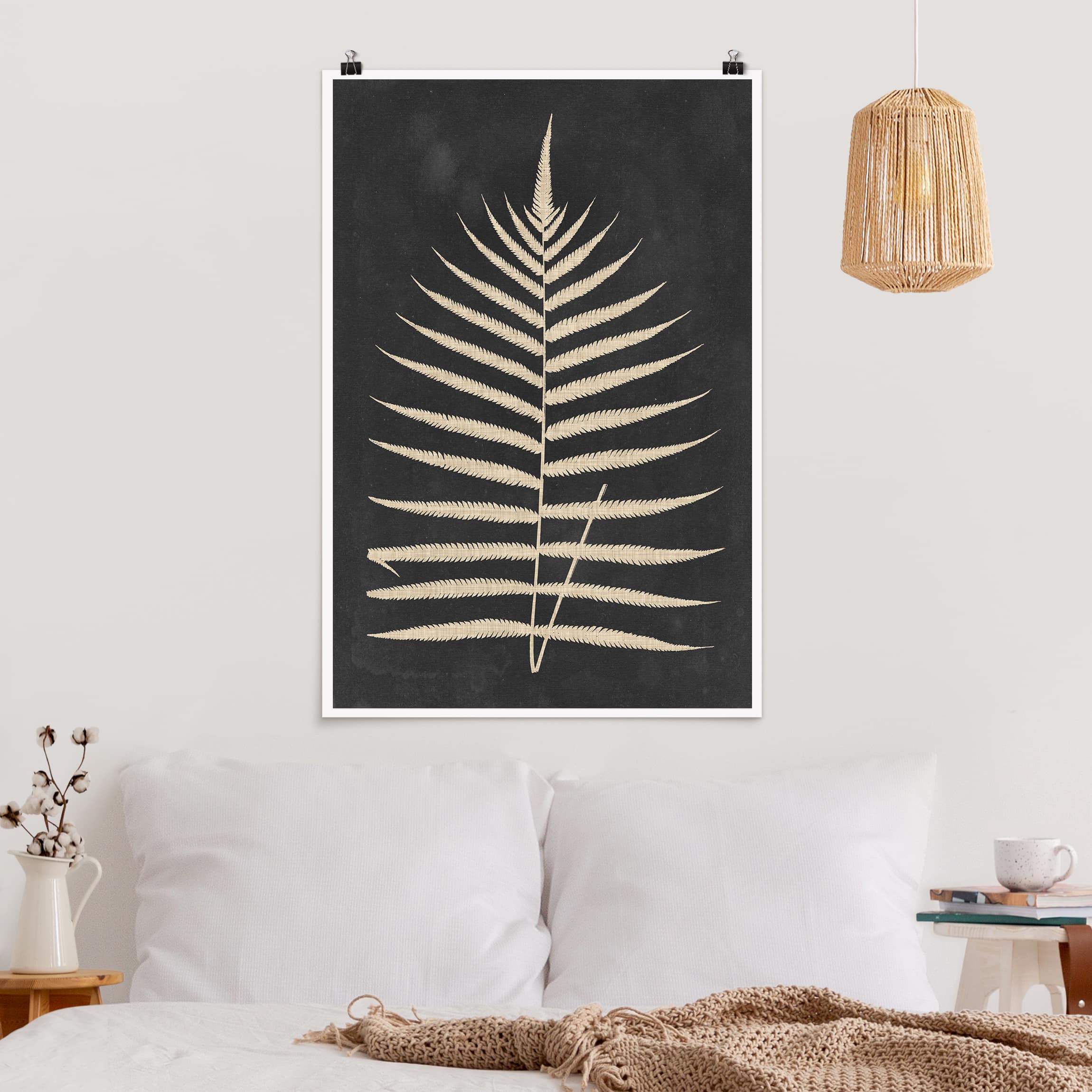 Poster - Hochformat Farn mit Leinenstruktur III