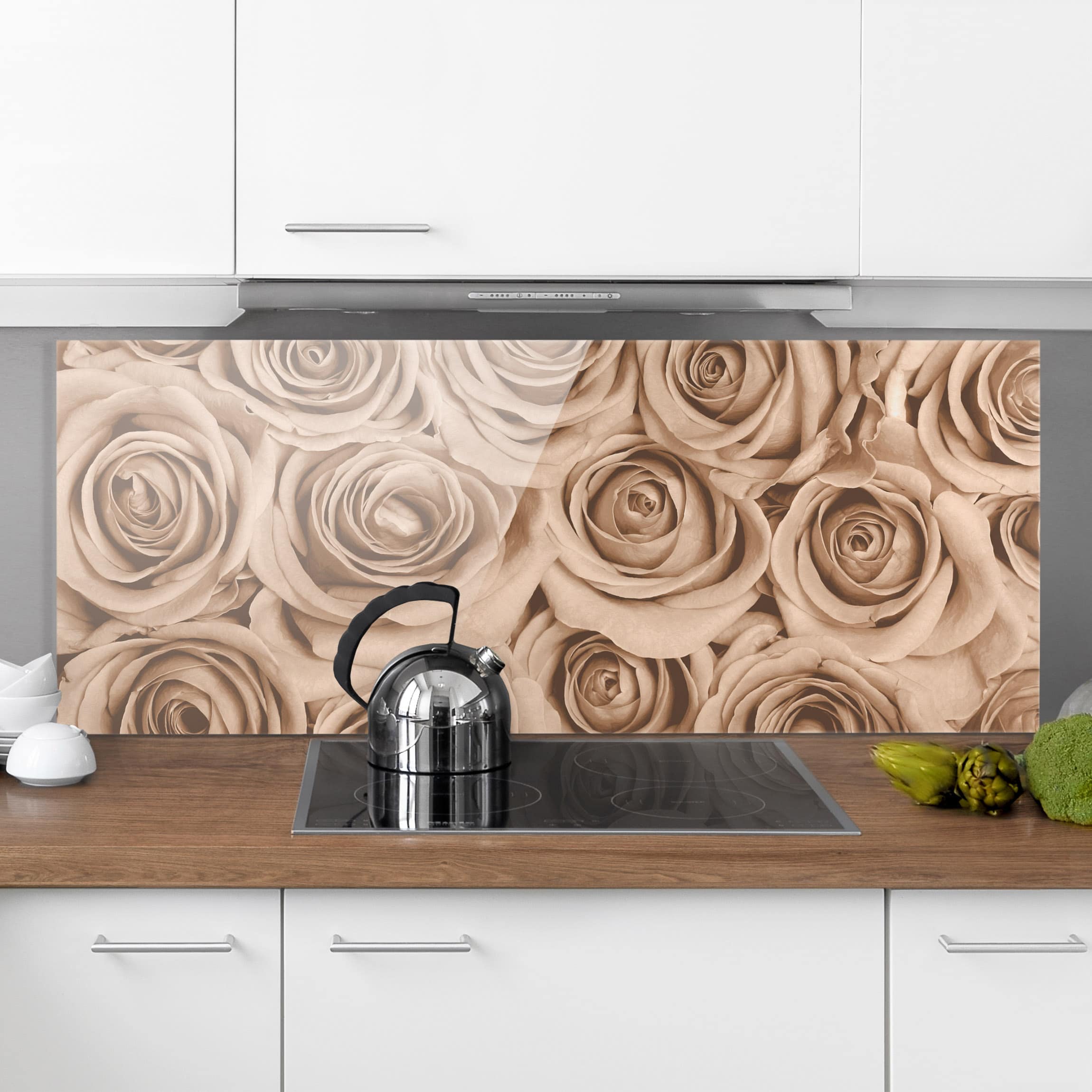 Glas Spritzschutz - Panorama Vintage Rosen