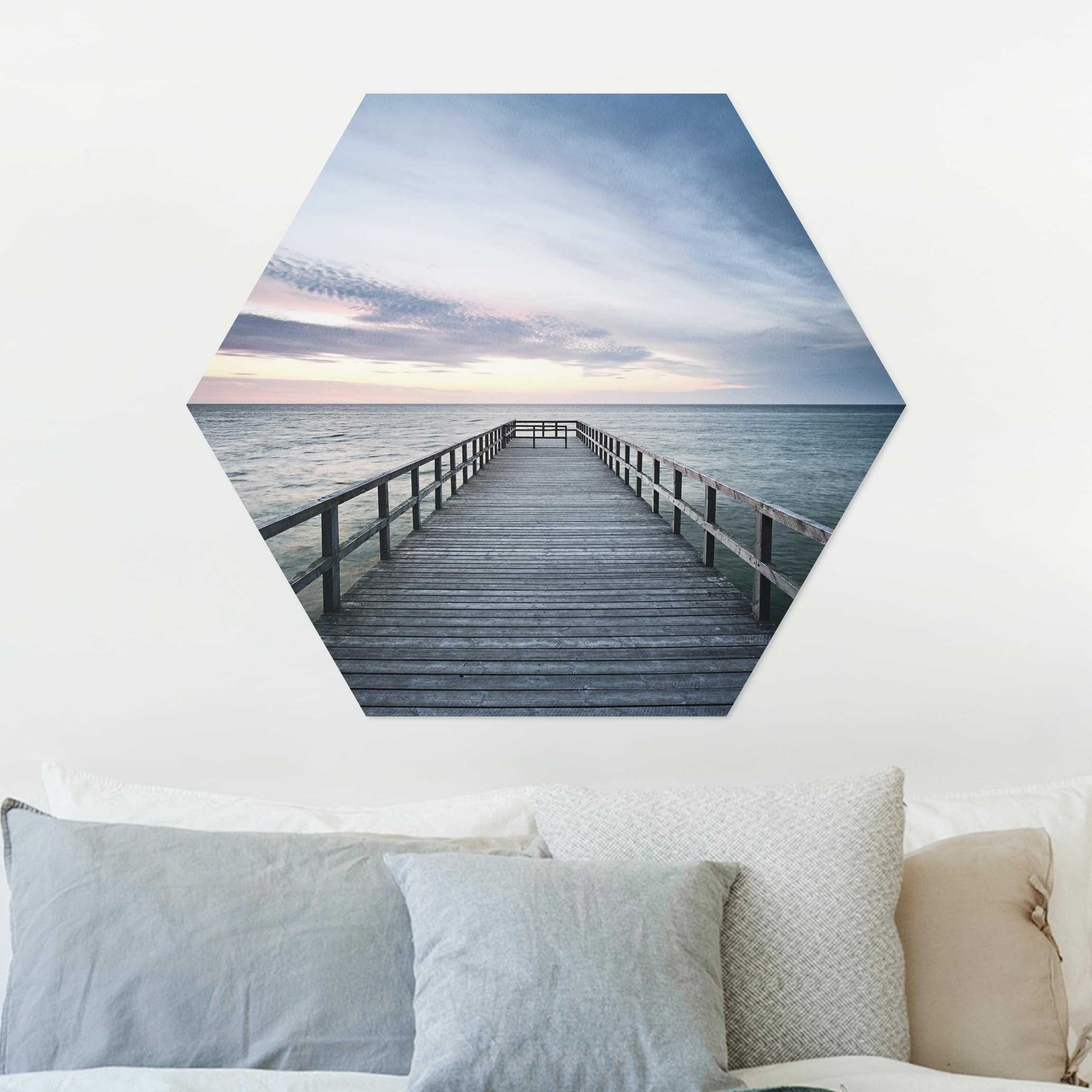 Hexagon-Alu-Dibond Bild Steg Promenade