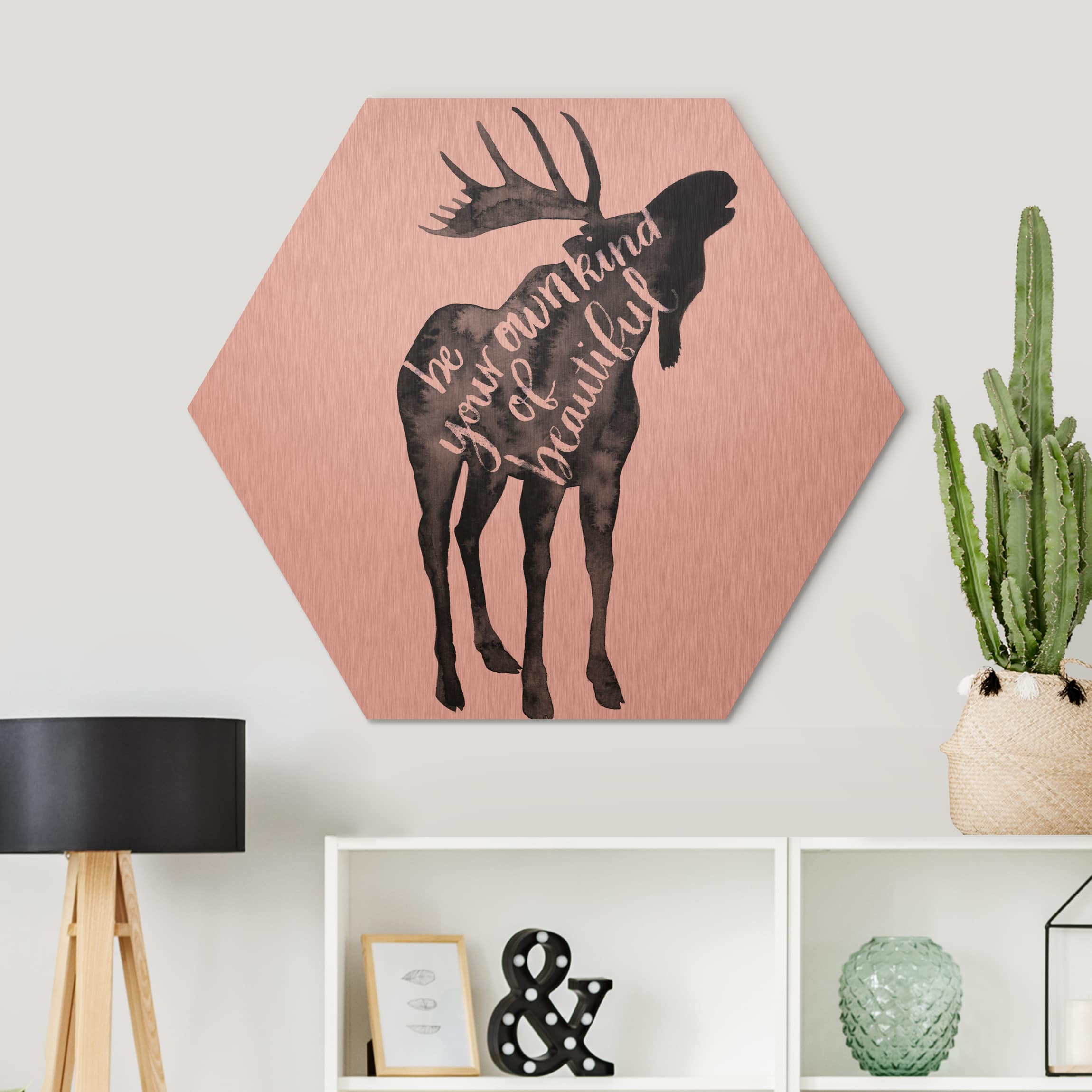 Hexagon-Alu-Dibond Bild Tiere mit Weisheit - Elch