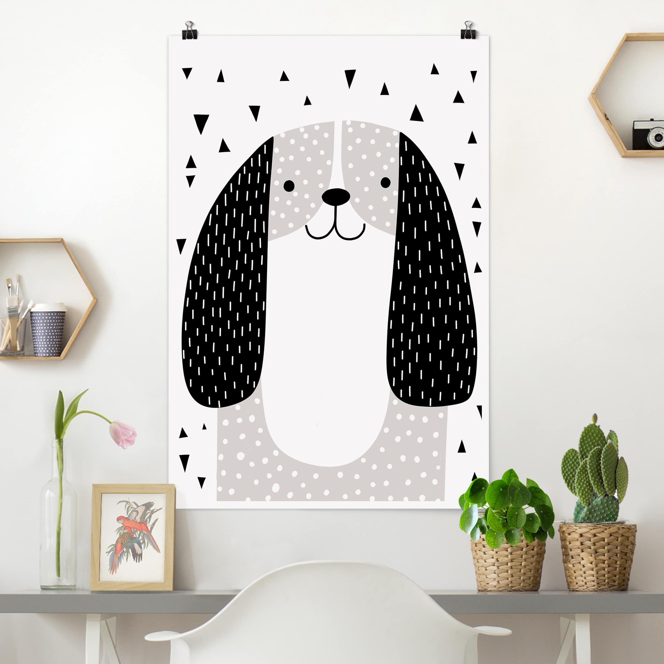 Poster Kinderzimmer Tierpark mit Mustern - Hund