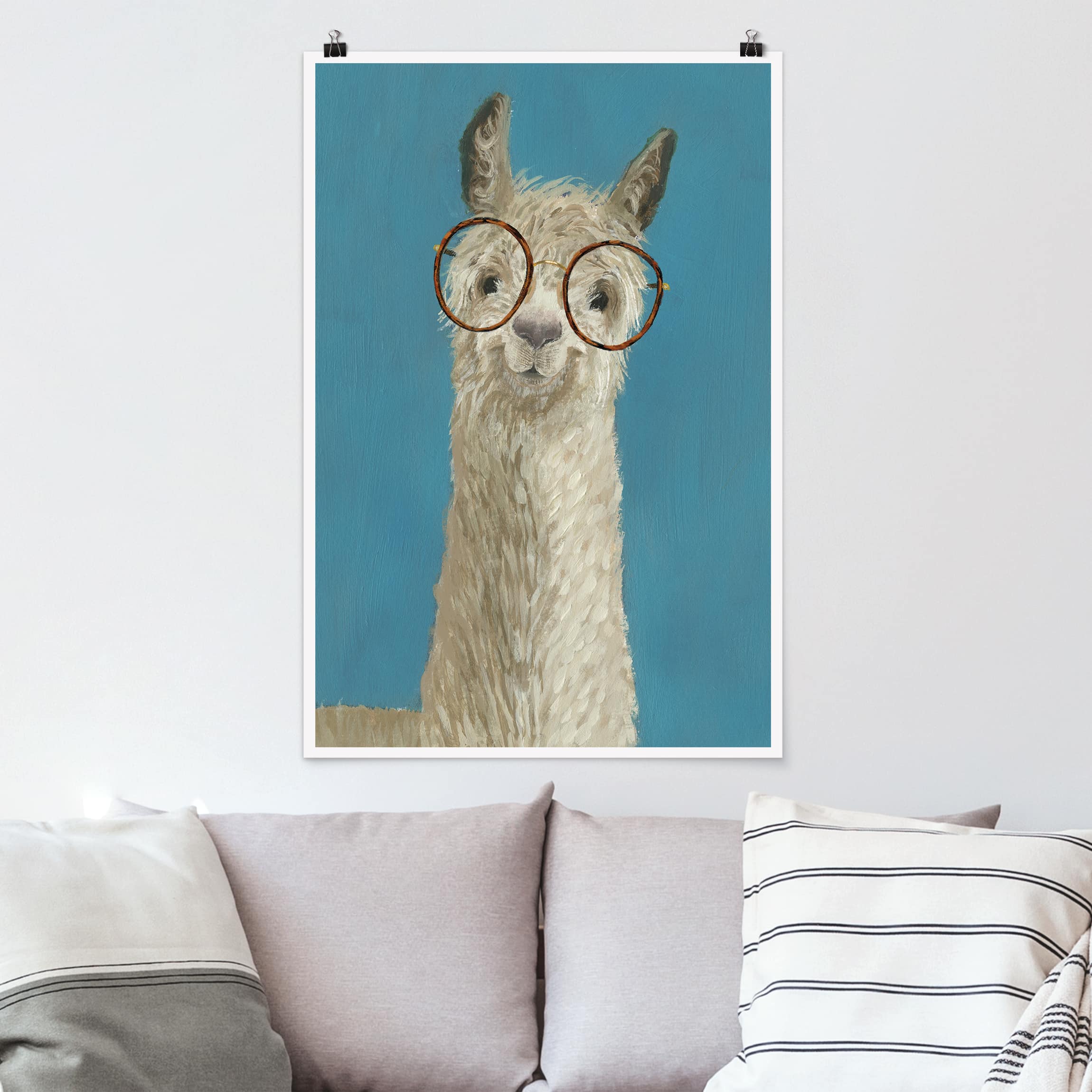 Poster Tiere Lama mit Brille I