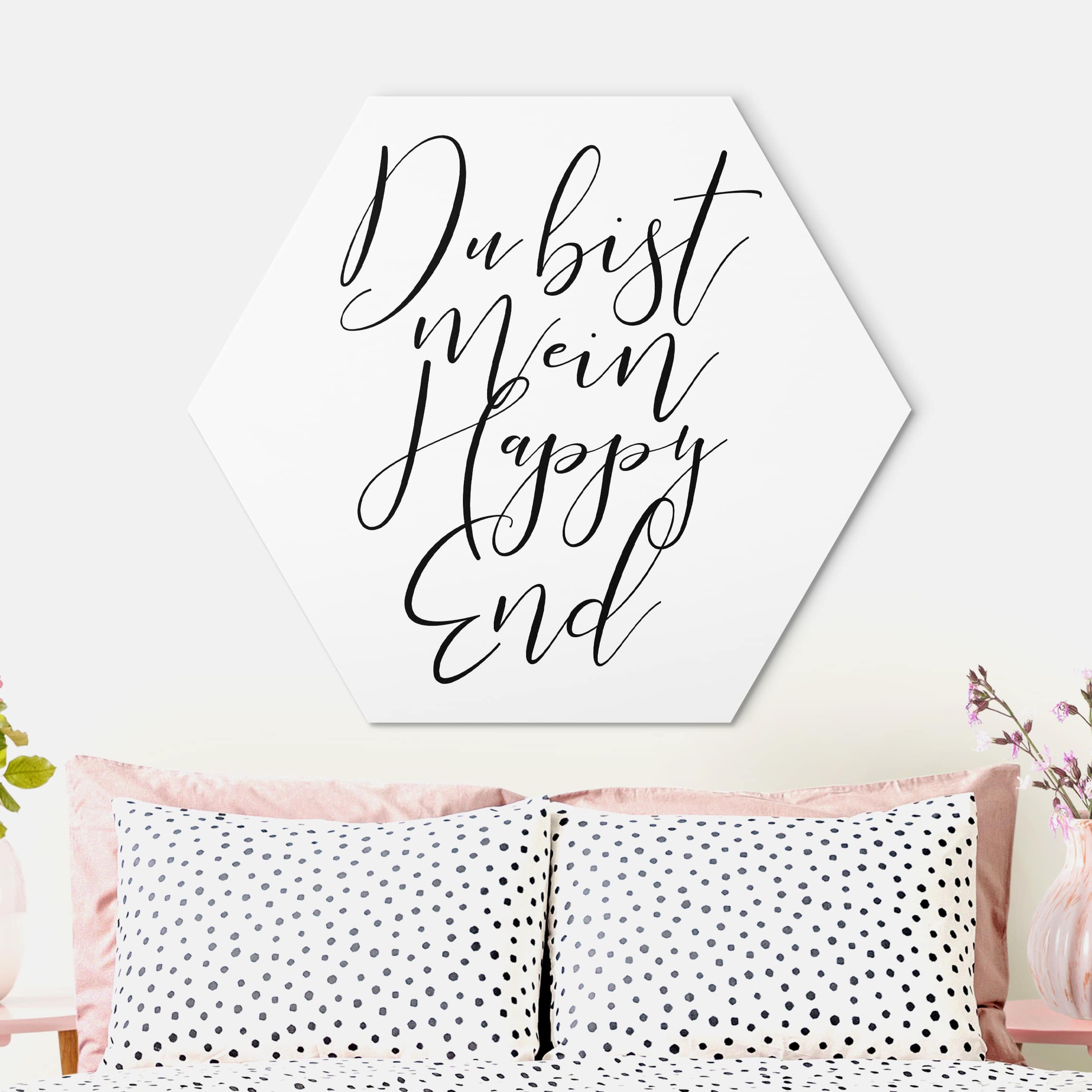 Hexagon-Alu-Dibond Bild Du bist mein Happy End