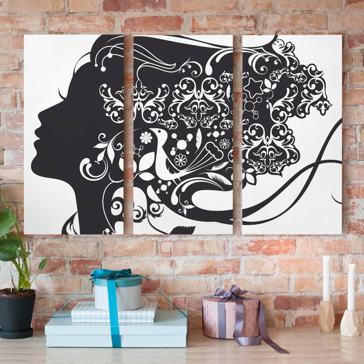 3-teiliges Leinwandbild Schwarz-Weiß Deco Beauty