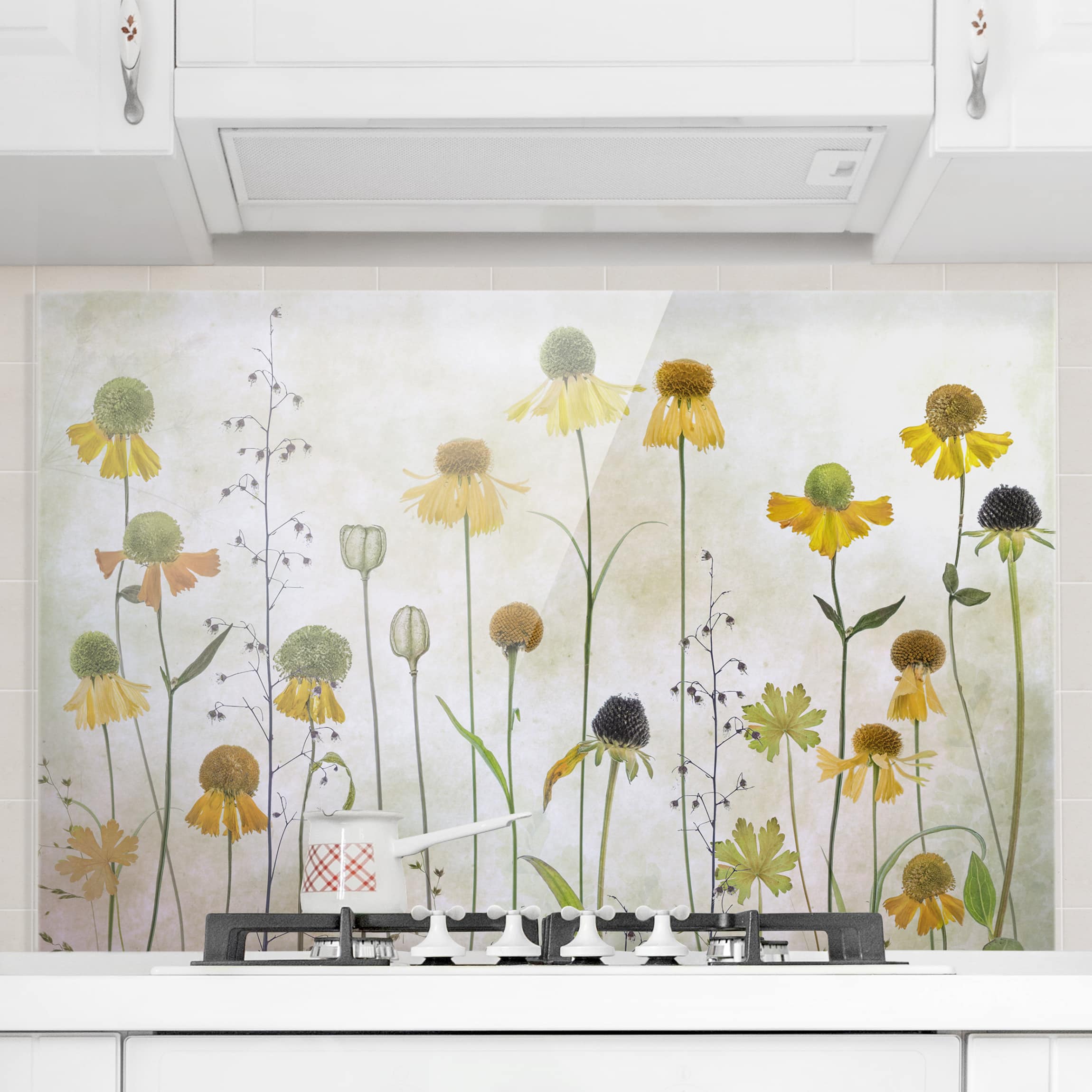 Glas Spritzschutz - Querformat 3:2 Zarte Helenium Blüten