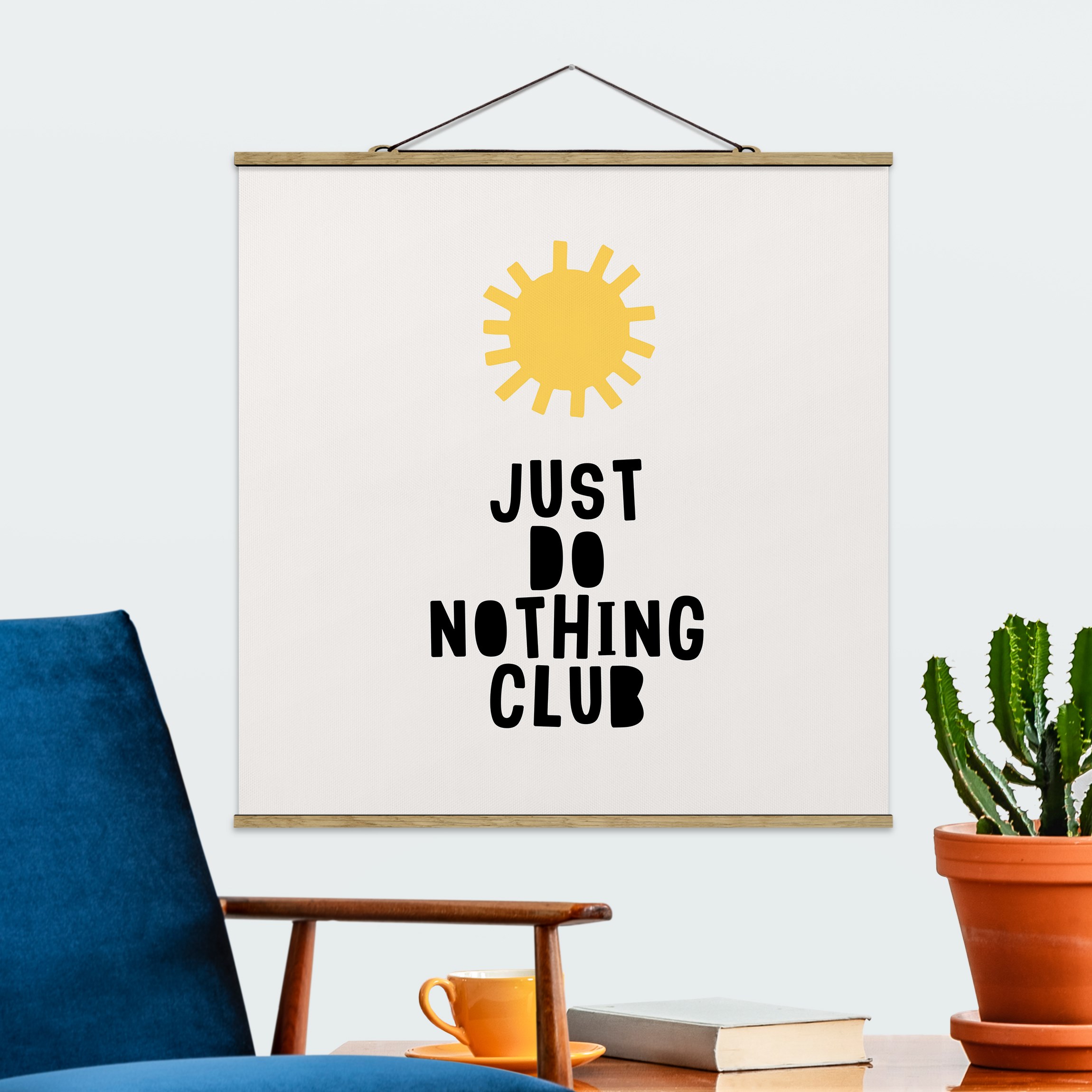 Stoffbild mit Posterleisten Do Nothing Club Gelb