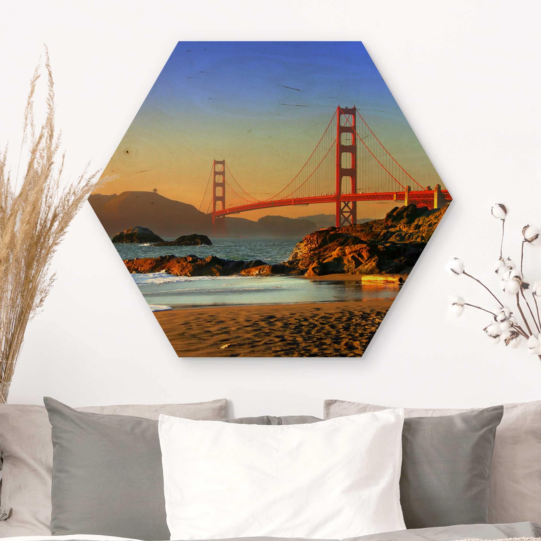 Hexagon-Holzbild Baker Beach