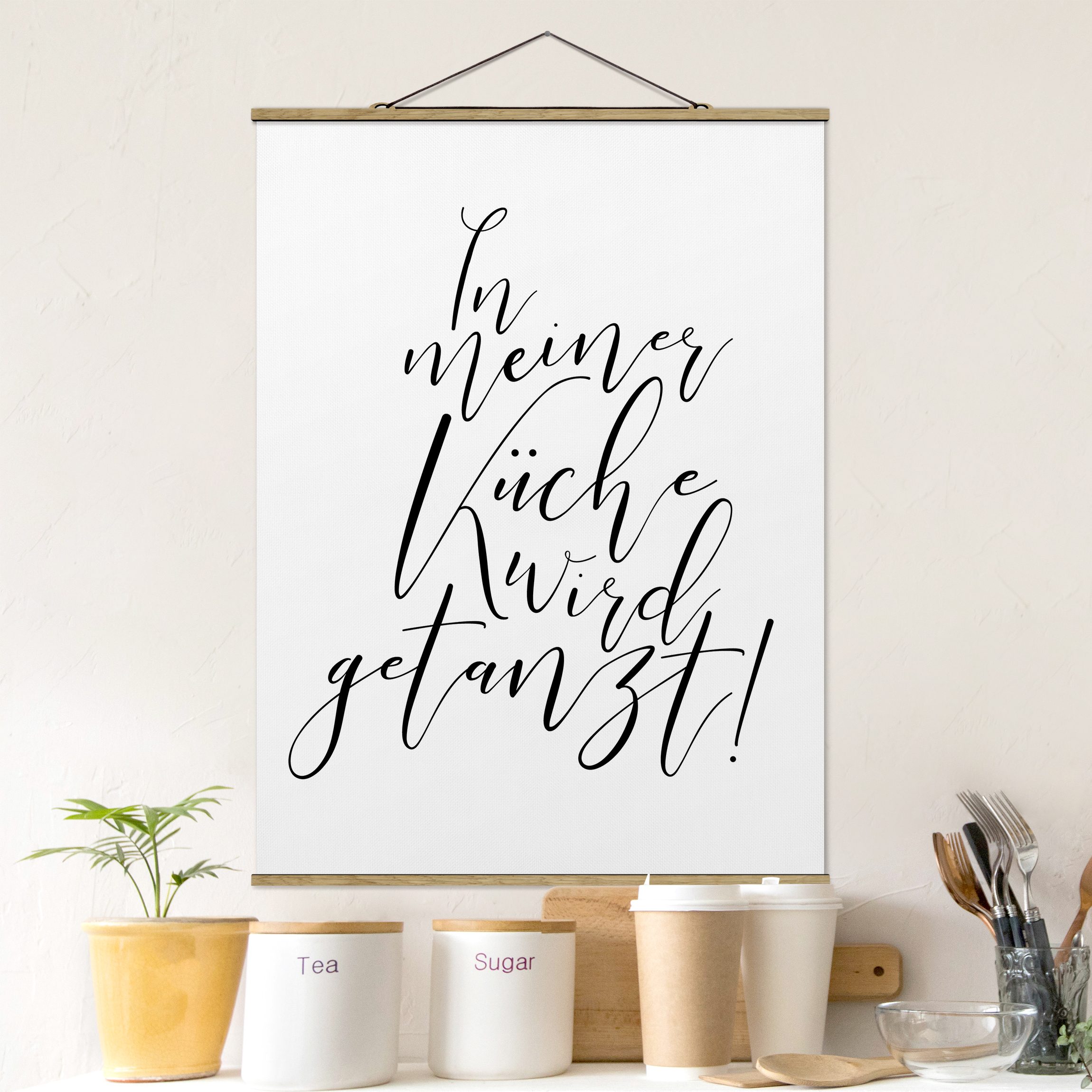 Stoffbild - Hochformat In meiner Küche wird getanzt