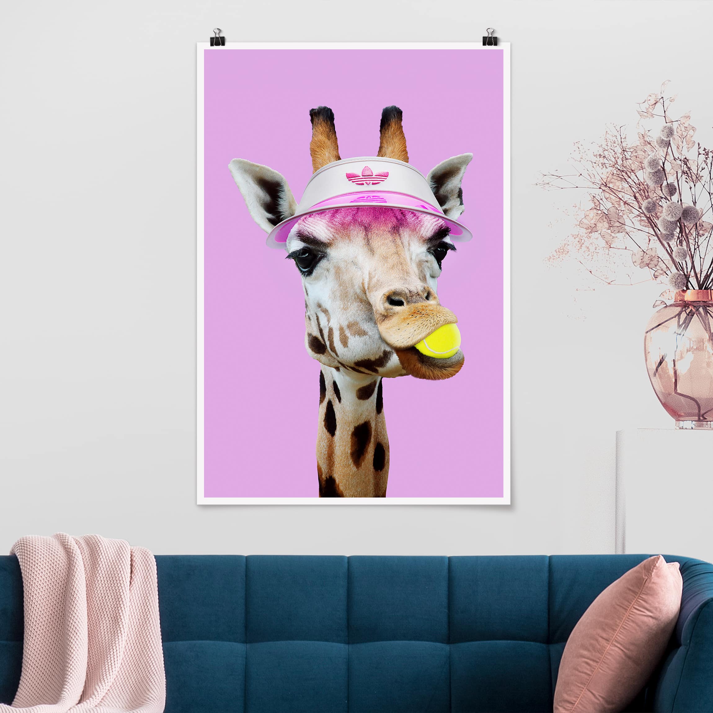 Poster - Hochformat Giraffe beim Tennis