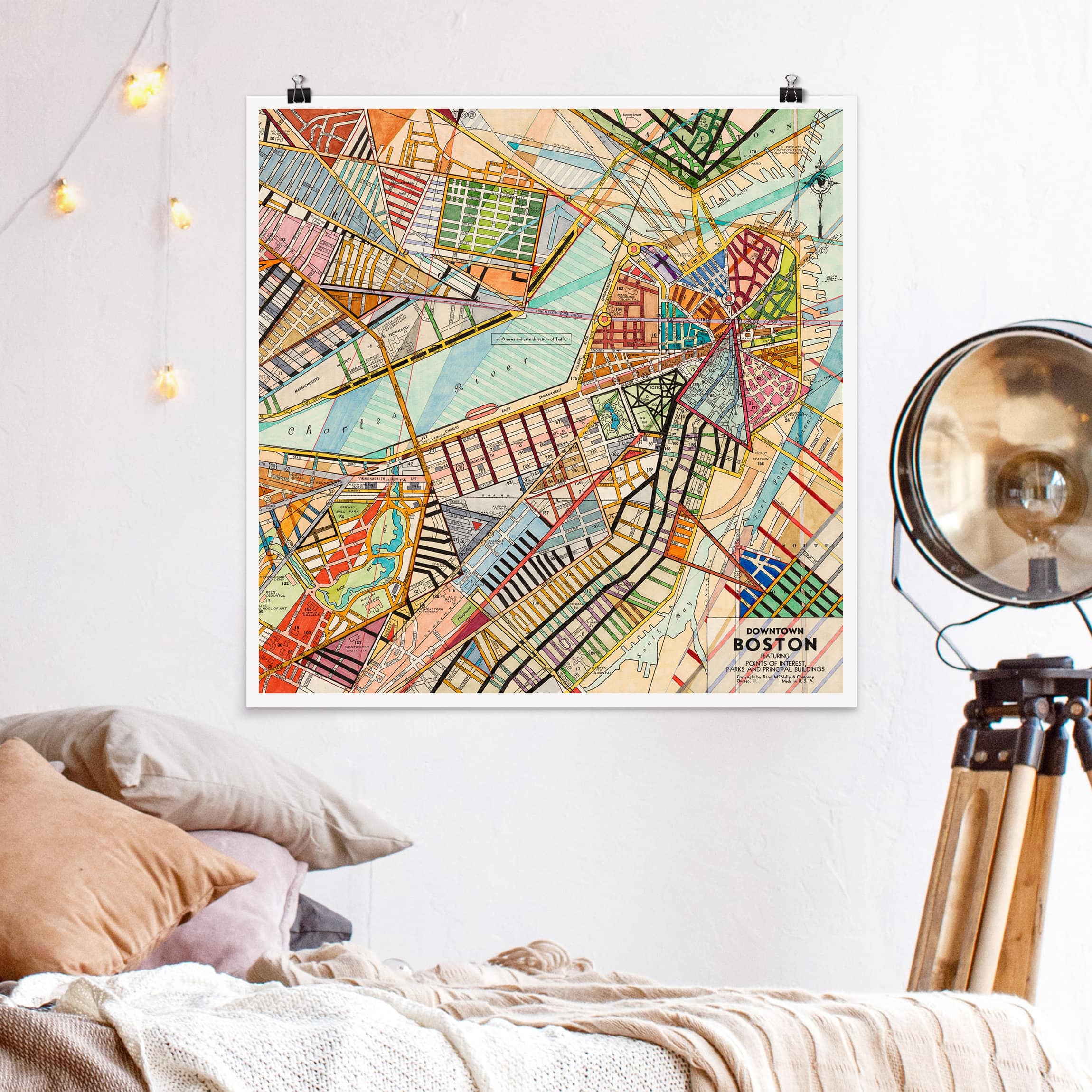 Poster Moderne Karte von Boston