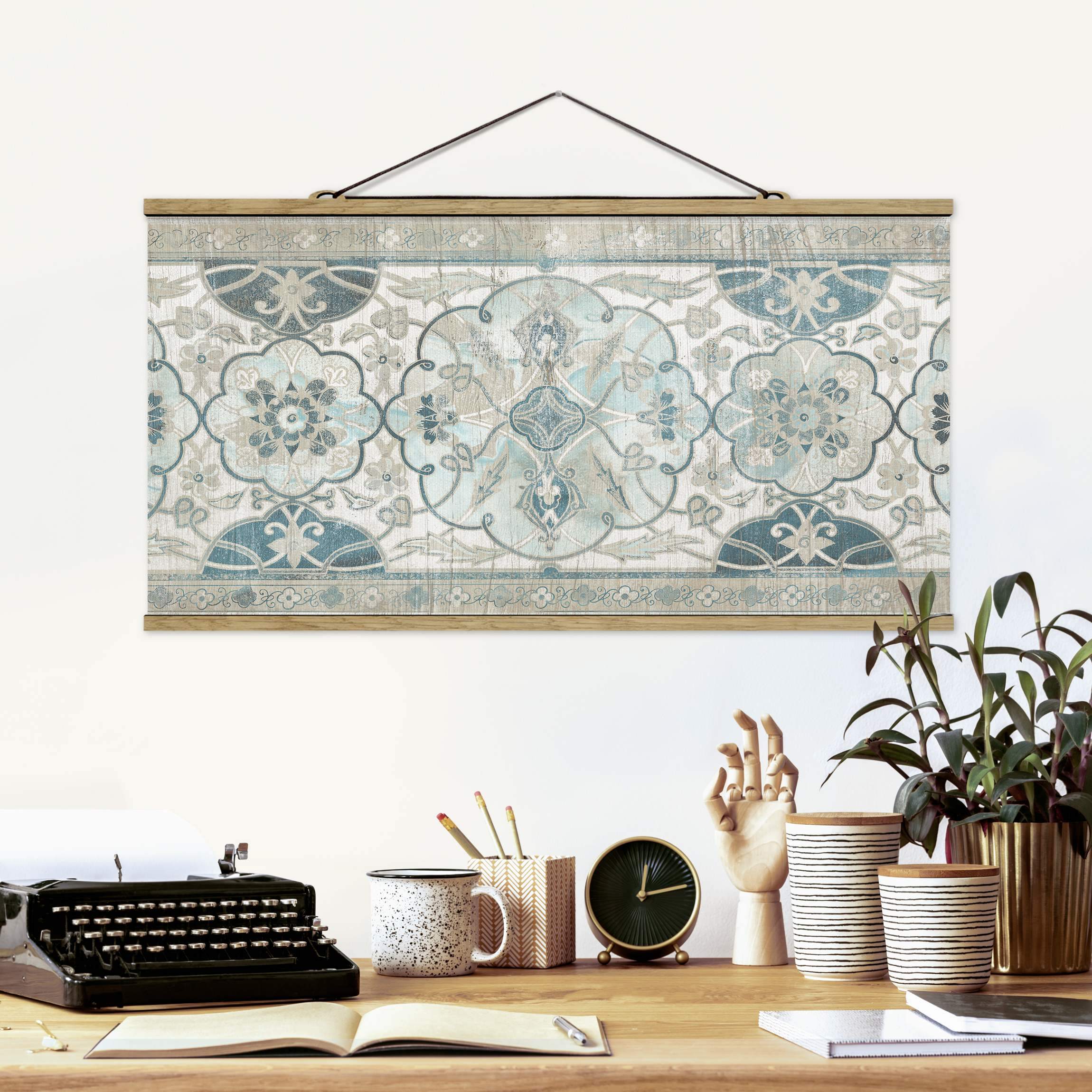 Stoffbild mit Posterleisten Holzpaneel Persisch Vintage II
