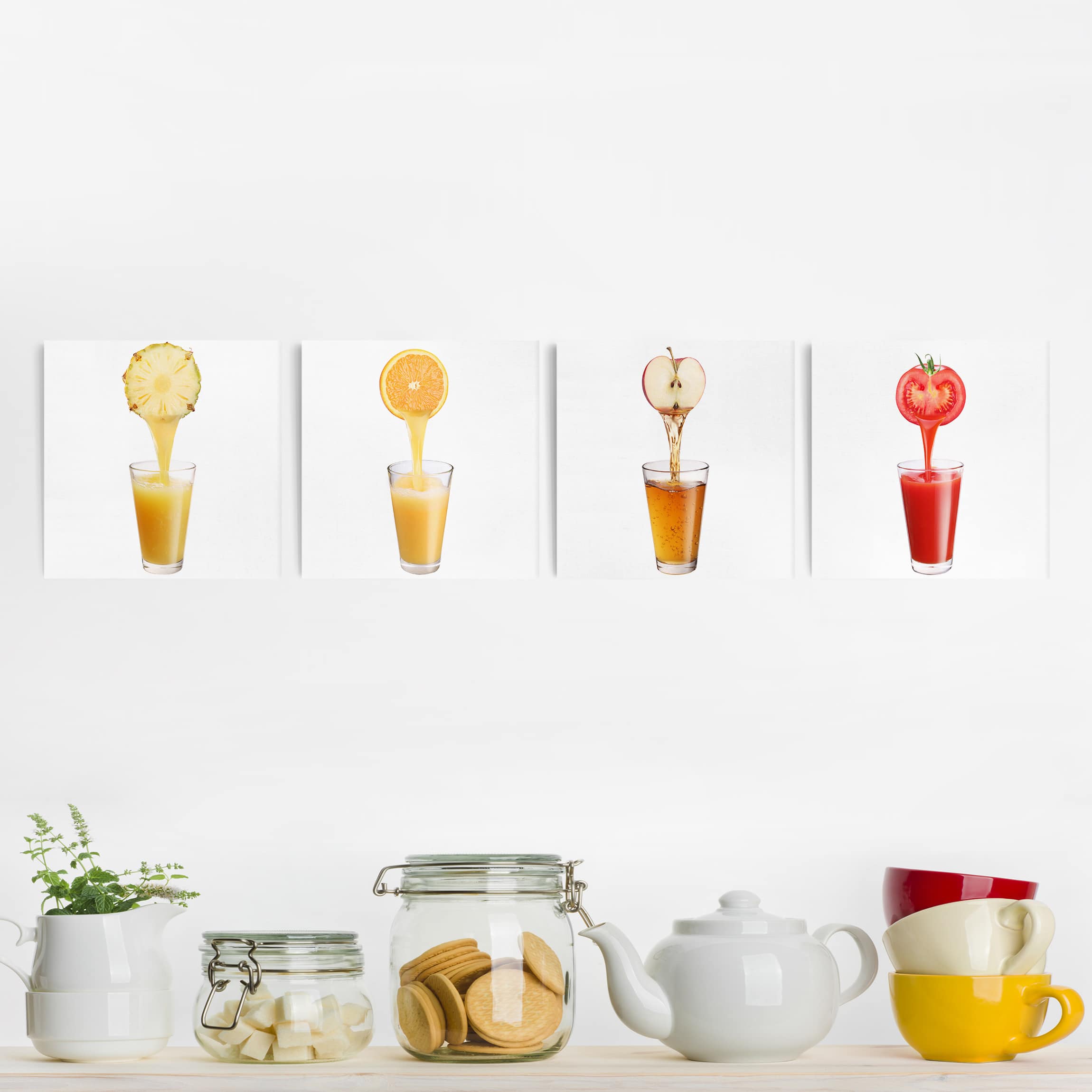 4-teiliges Leinwandbild Küche Frisch gepresst