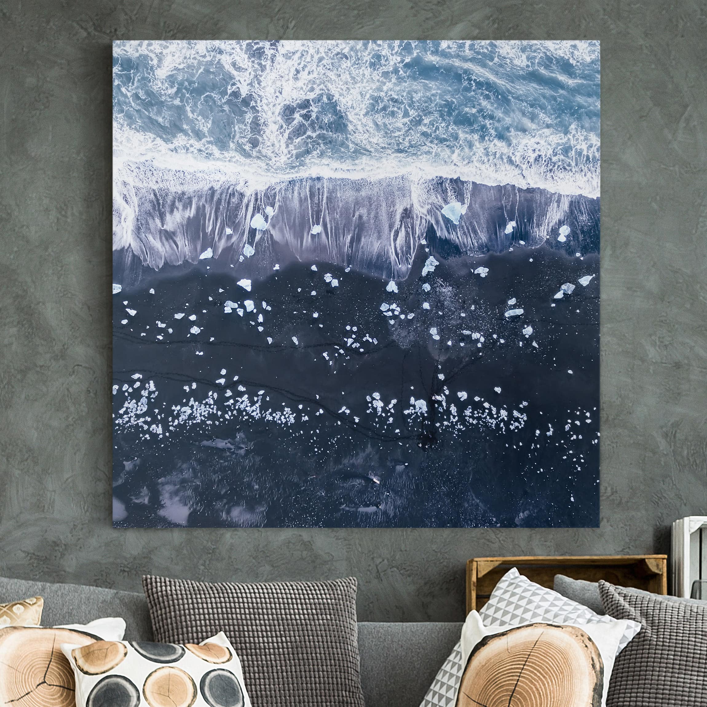 Leinwandbild - Quadrat Luftbild - Jökulsárlón in Island