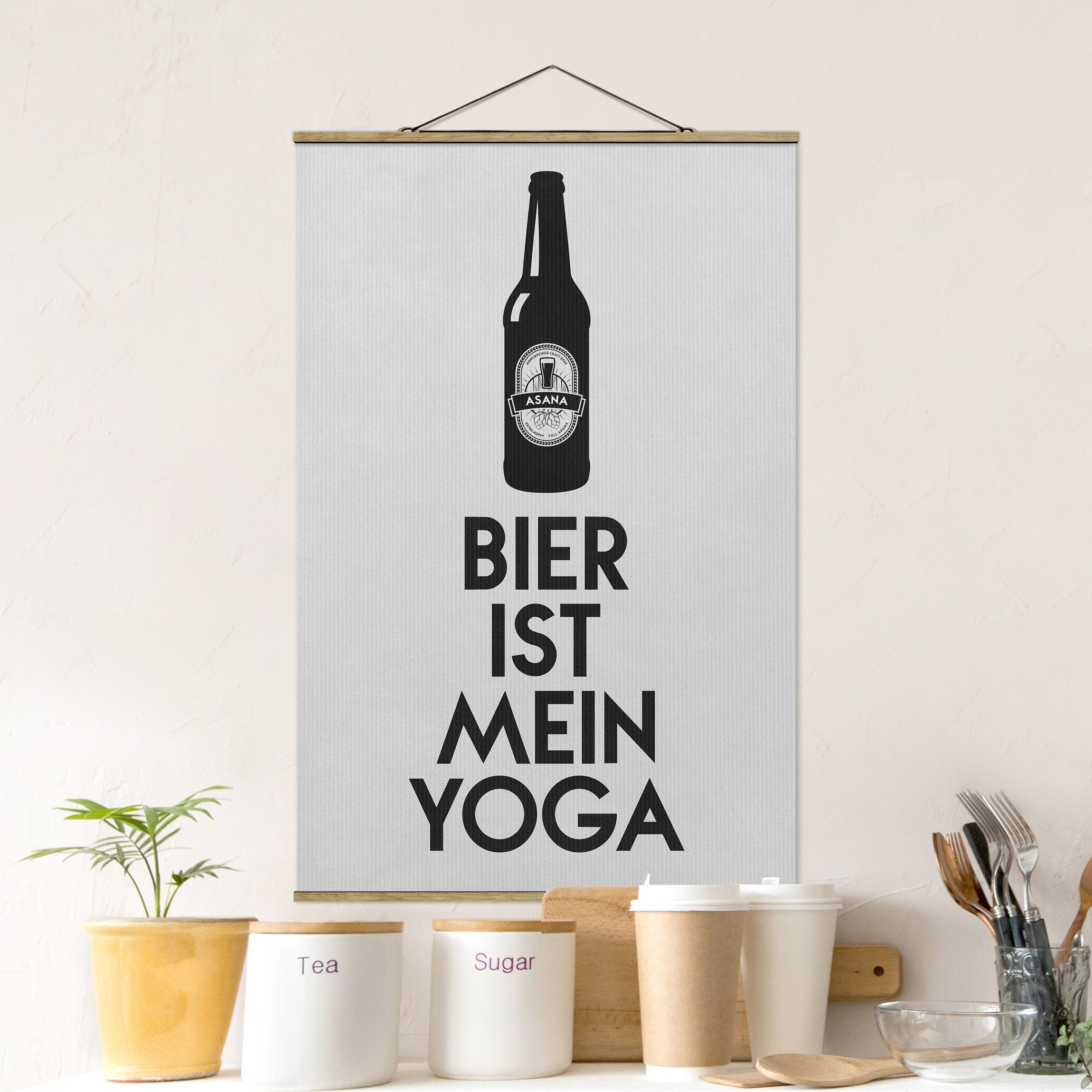 Stoffbild Bier Ist Mein Yoga