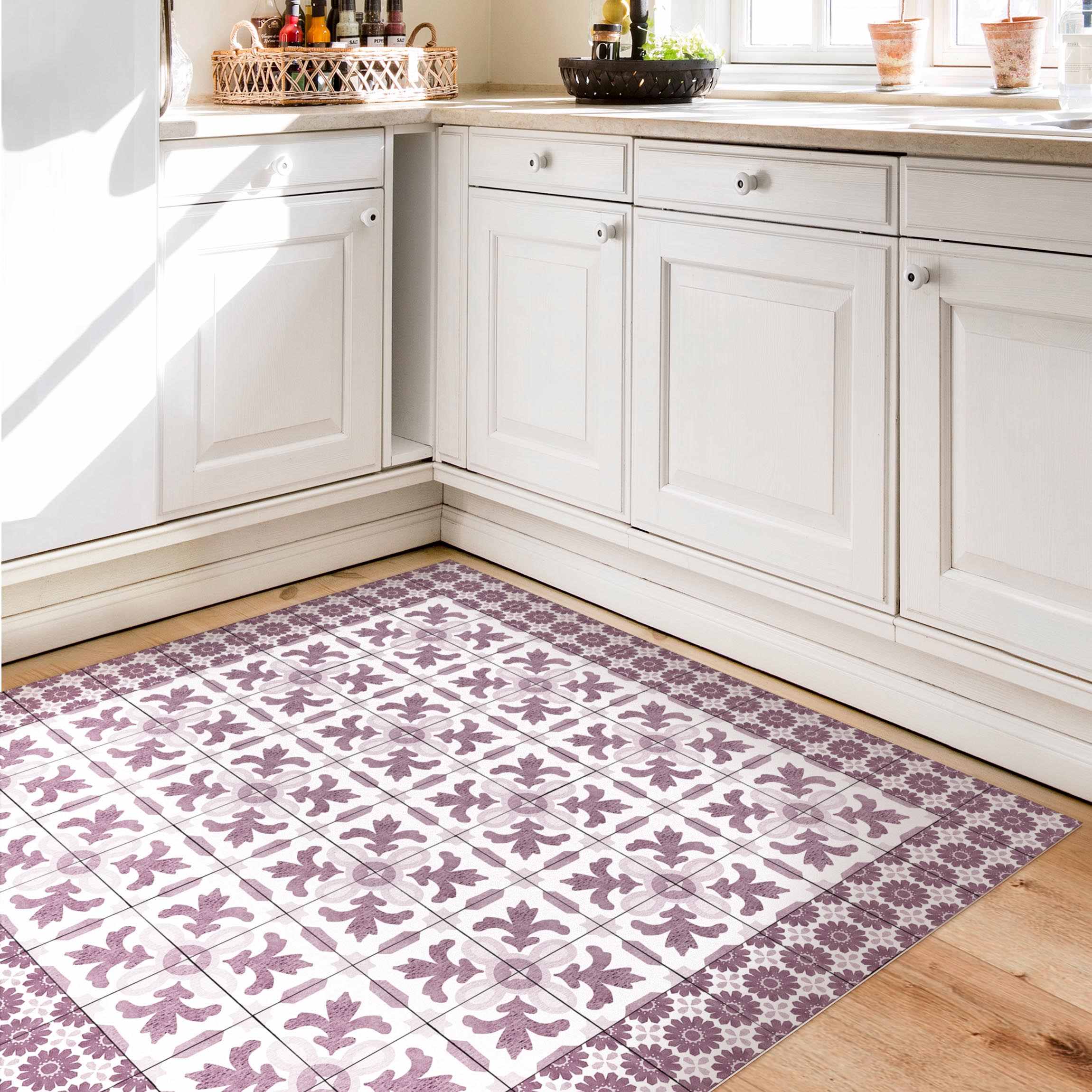 Vinylteppich Marokkanische Fliesen mit Ornamenten mit Fliesenrahmen