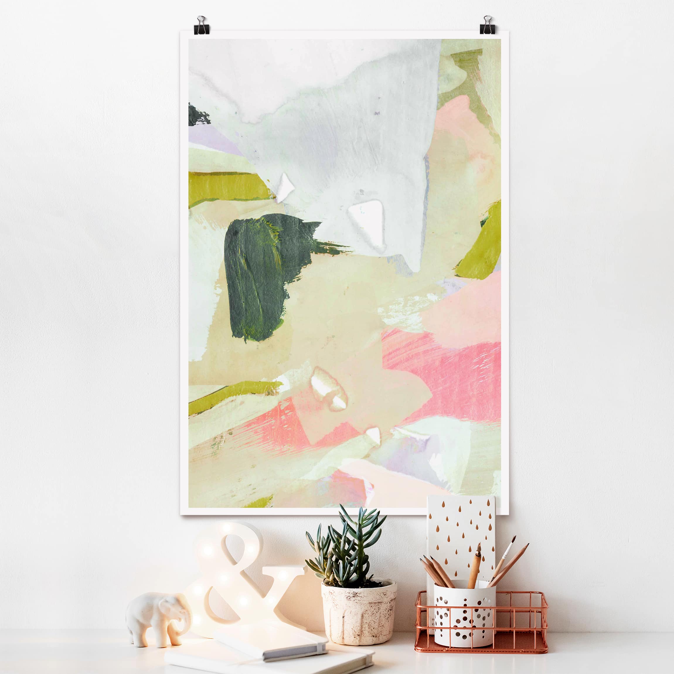 Poster - Hochformat Klangspiel in Rosé I