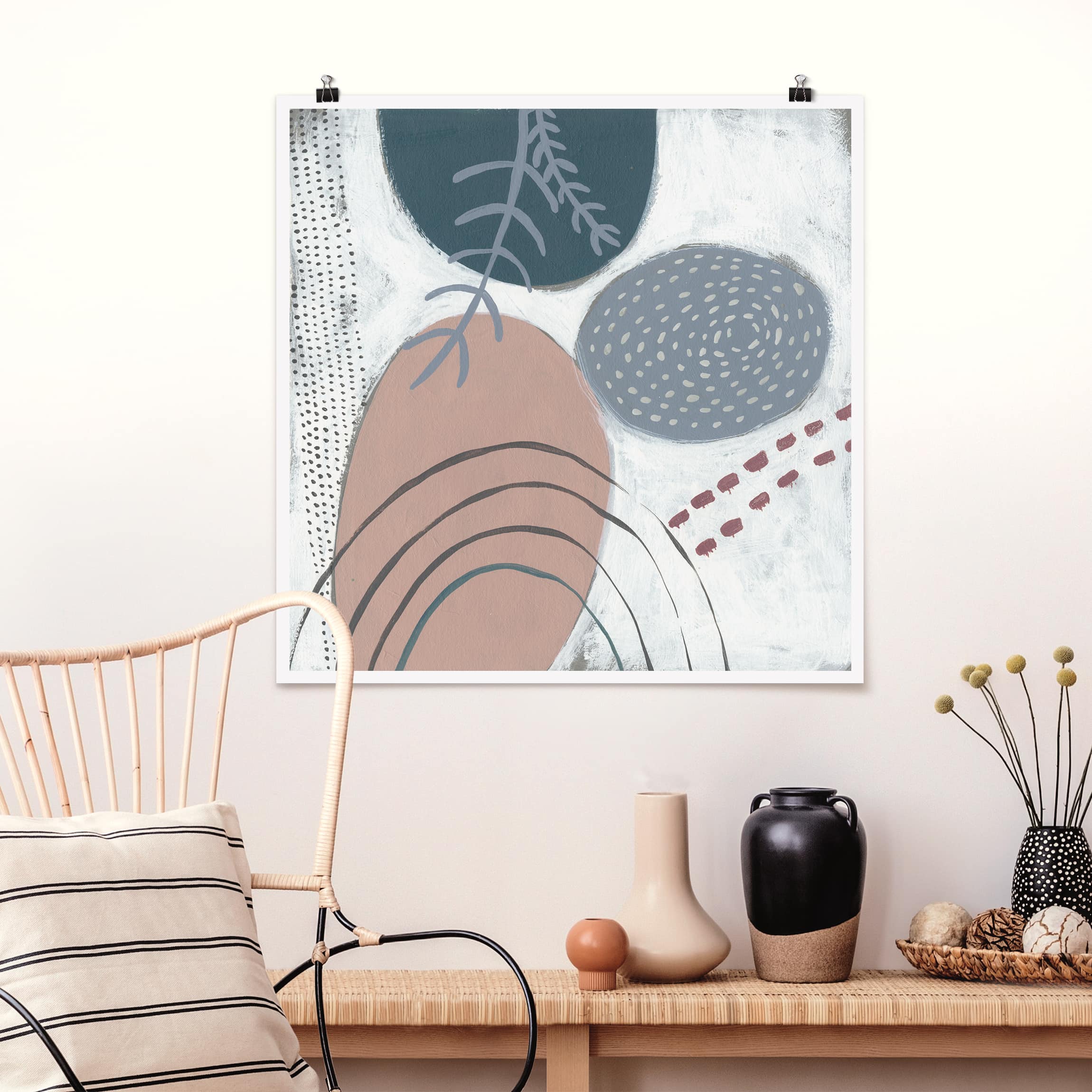 Poster - Quadrat Karneval der Formen in Petrol II