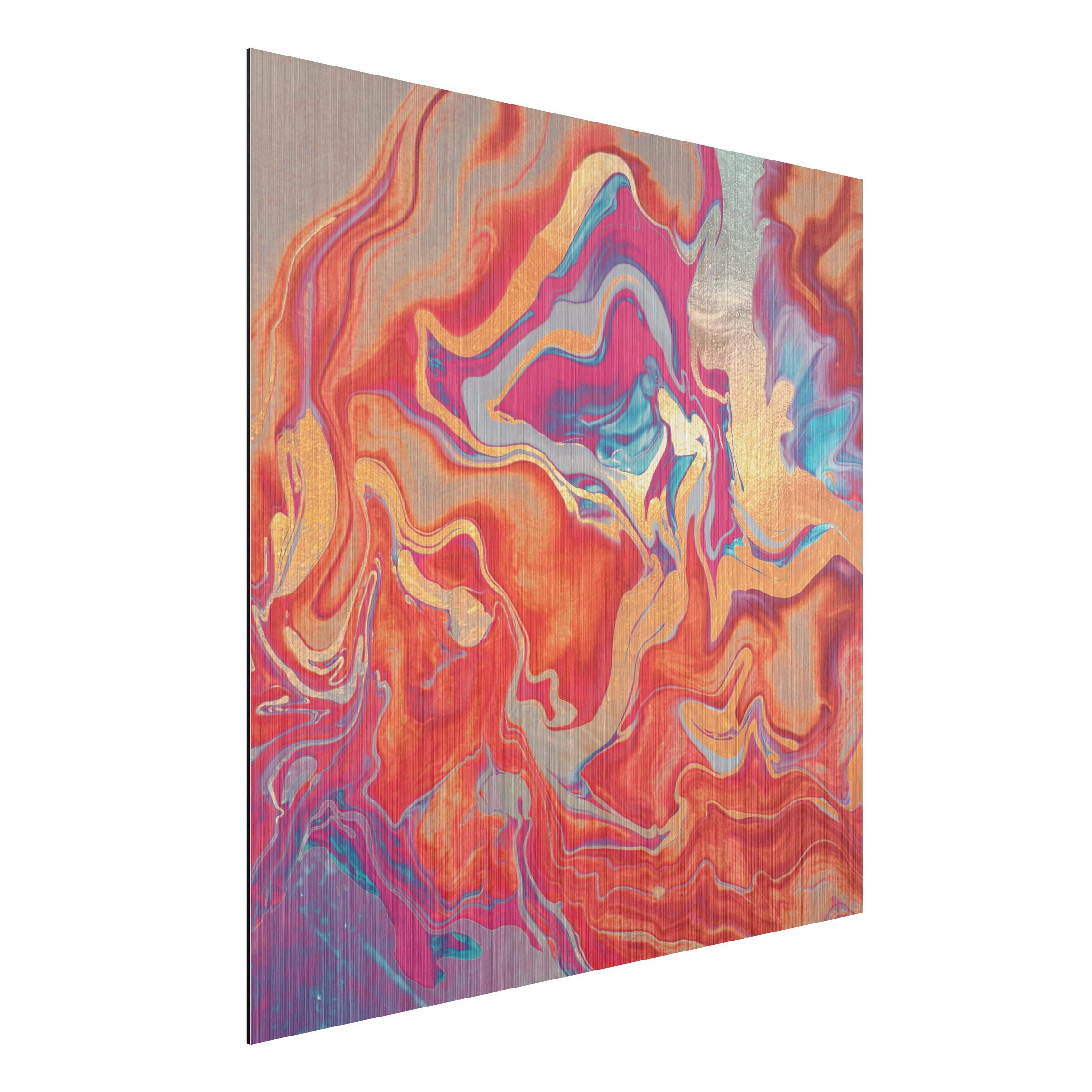 Alu-Dibond Outdoor Bild Spiel der Farben Goldenes Feuer