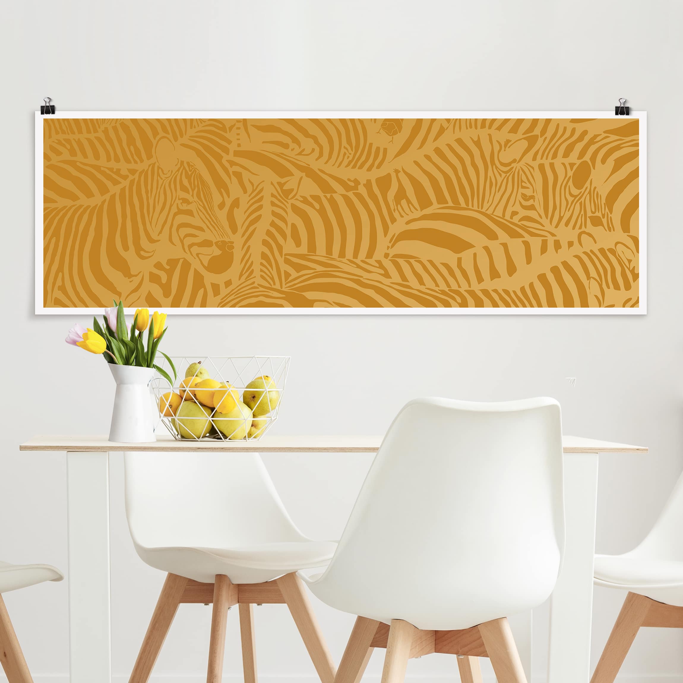 Panorama Poster Tiere No.DS5 Zebrastreifen Beige