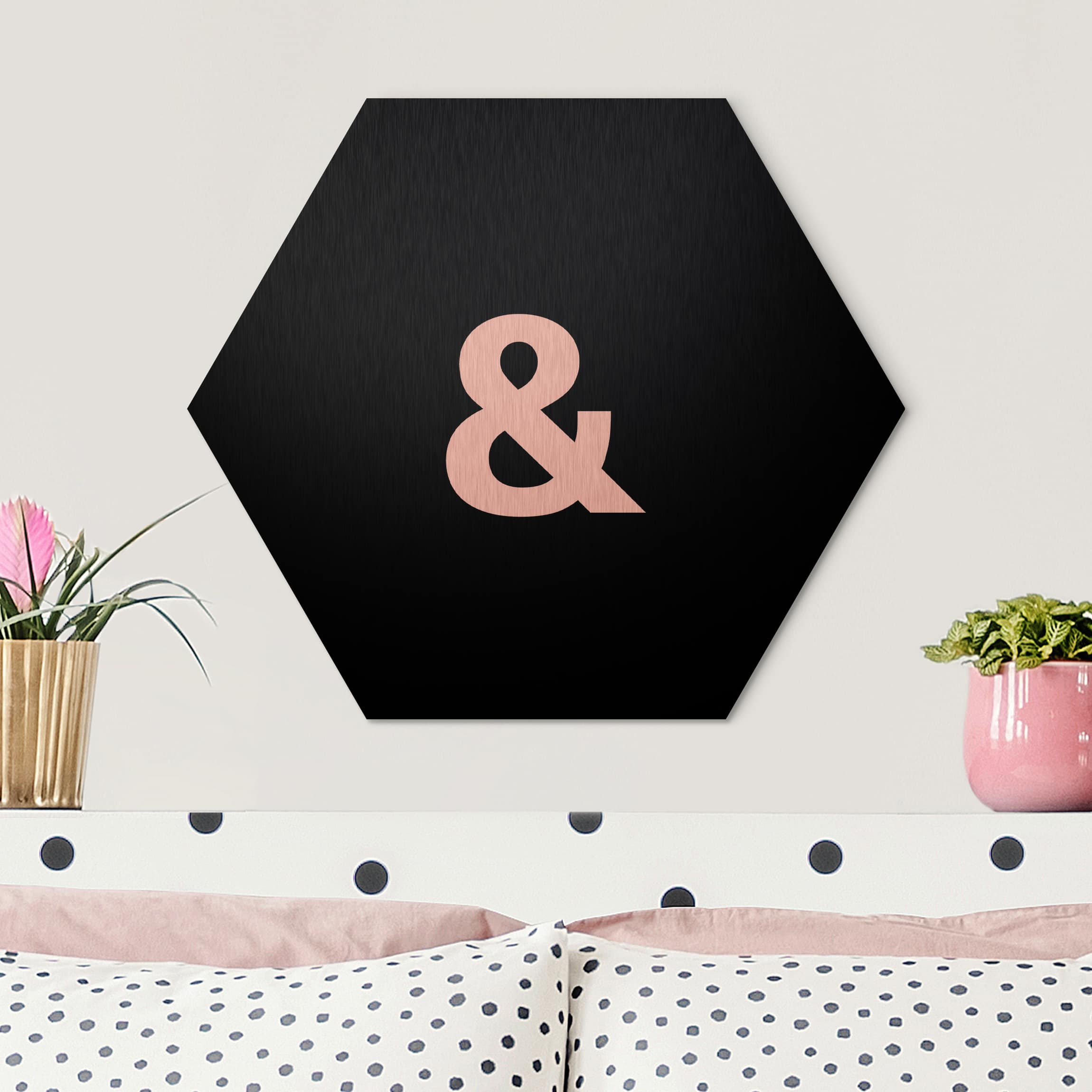 Hexagon-Alu-Dibond Bild Buchstabe Schwarz &