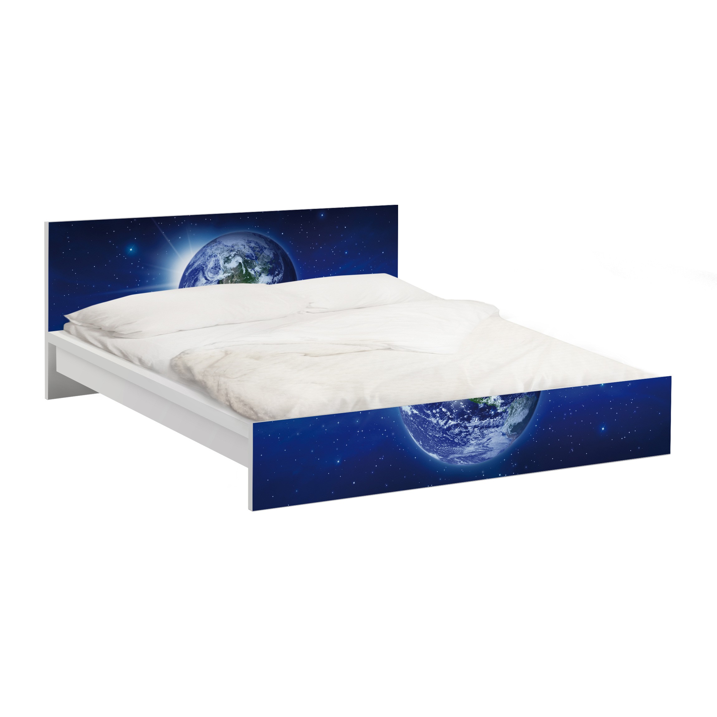 Möbelfolie für IKEA Malm Bett 160 cm Breite Erde im Weltall