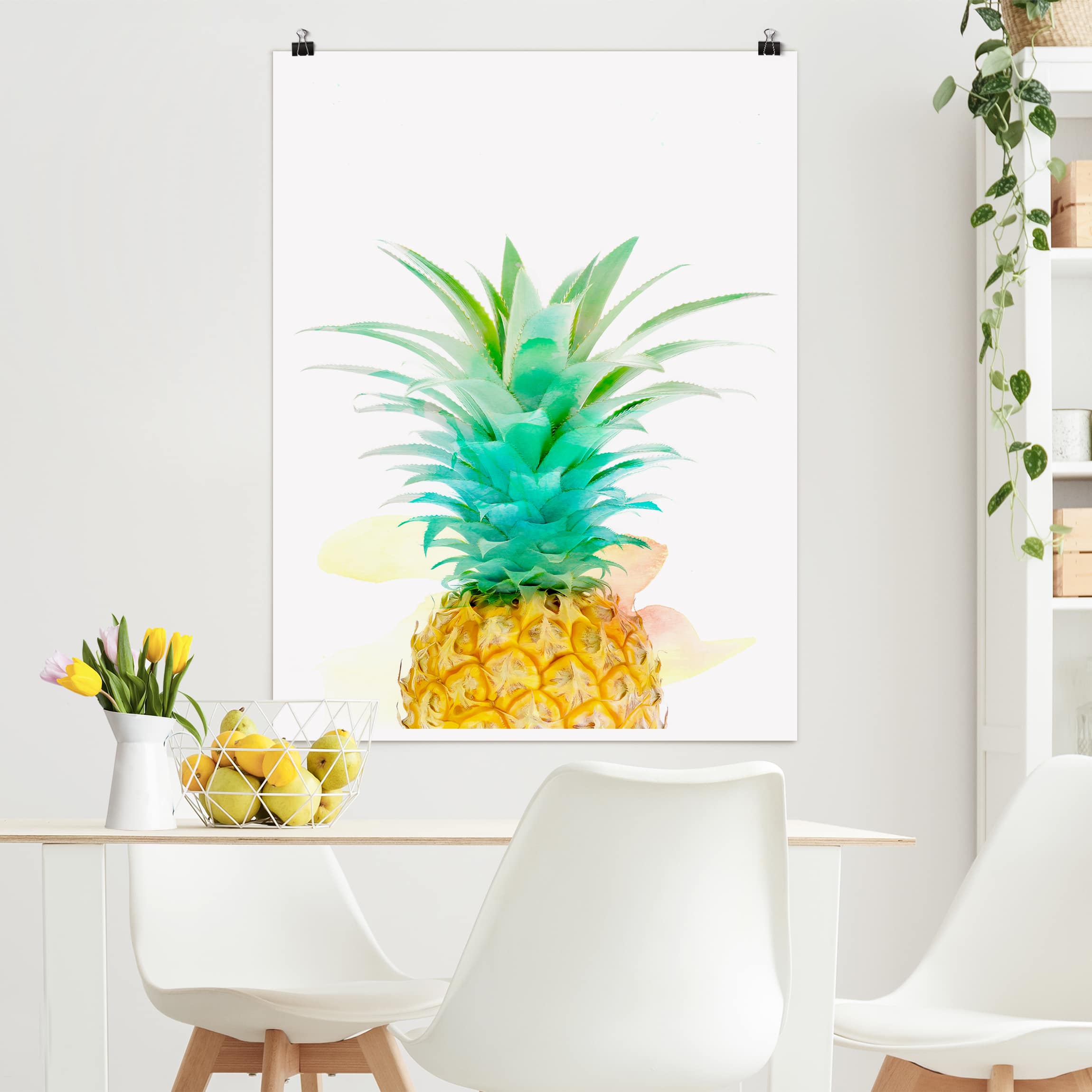 Poster Küche Ananas Aquarell