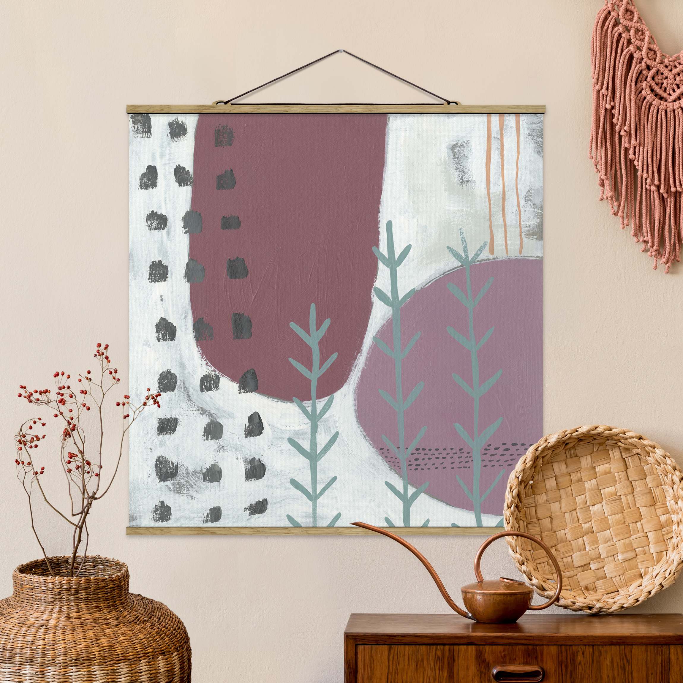 Stoffbild - Quadrat Karneval der Formen in Beere III