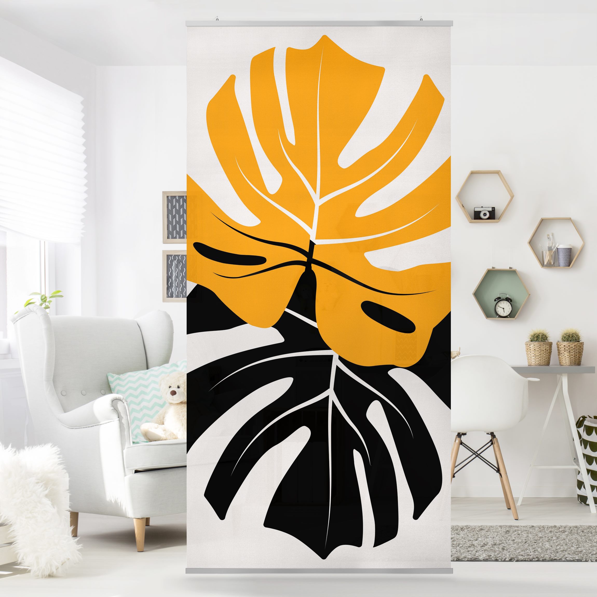 Raumteiler Monstera Schwarz Gelb
