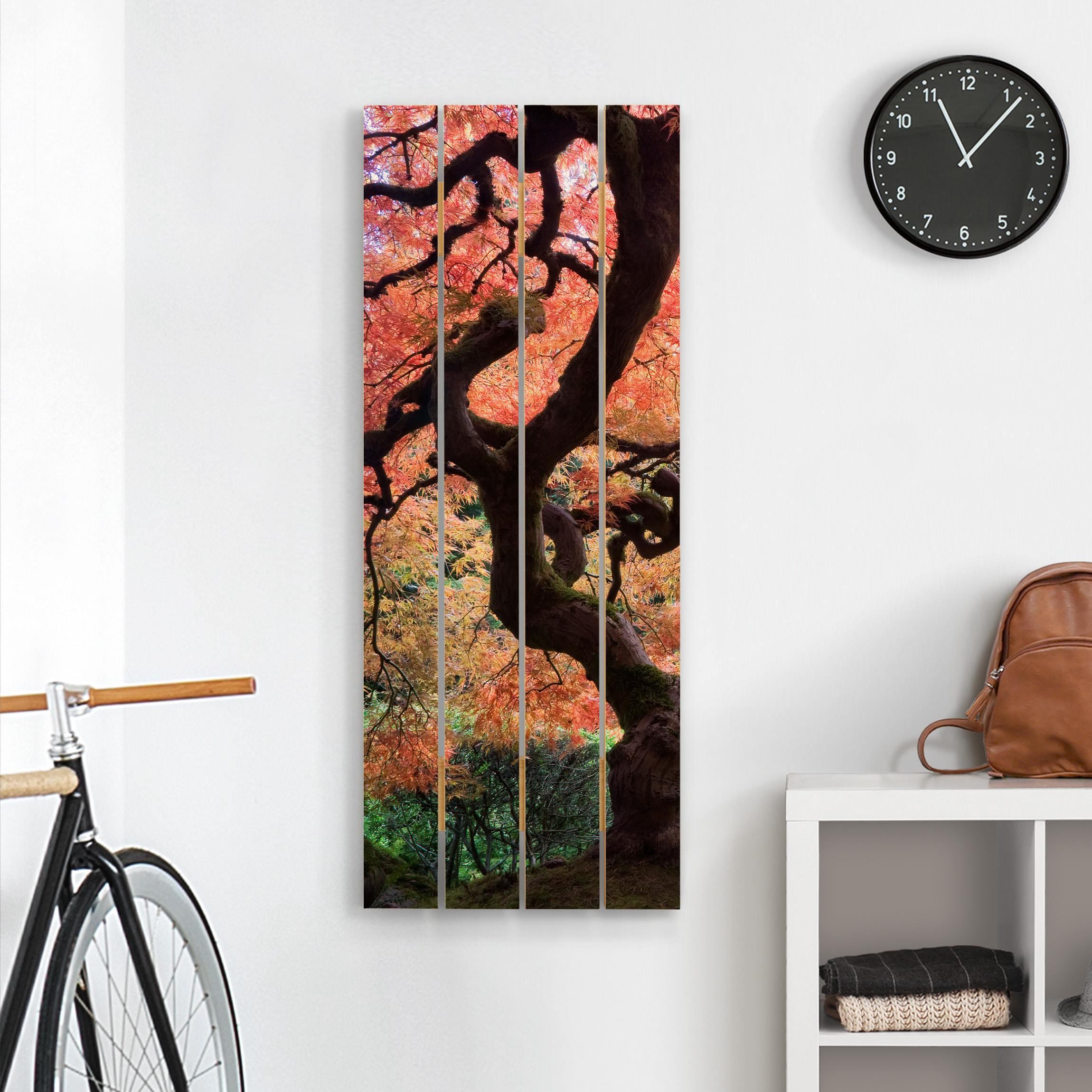 Holzbild Plankenoptik - Hochformat Japanischer Garten