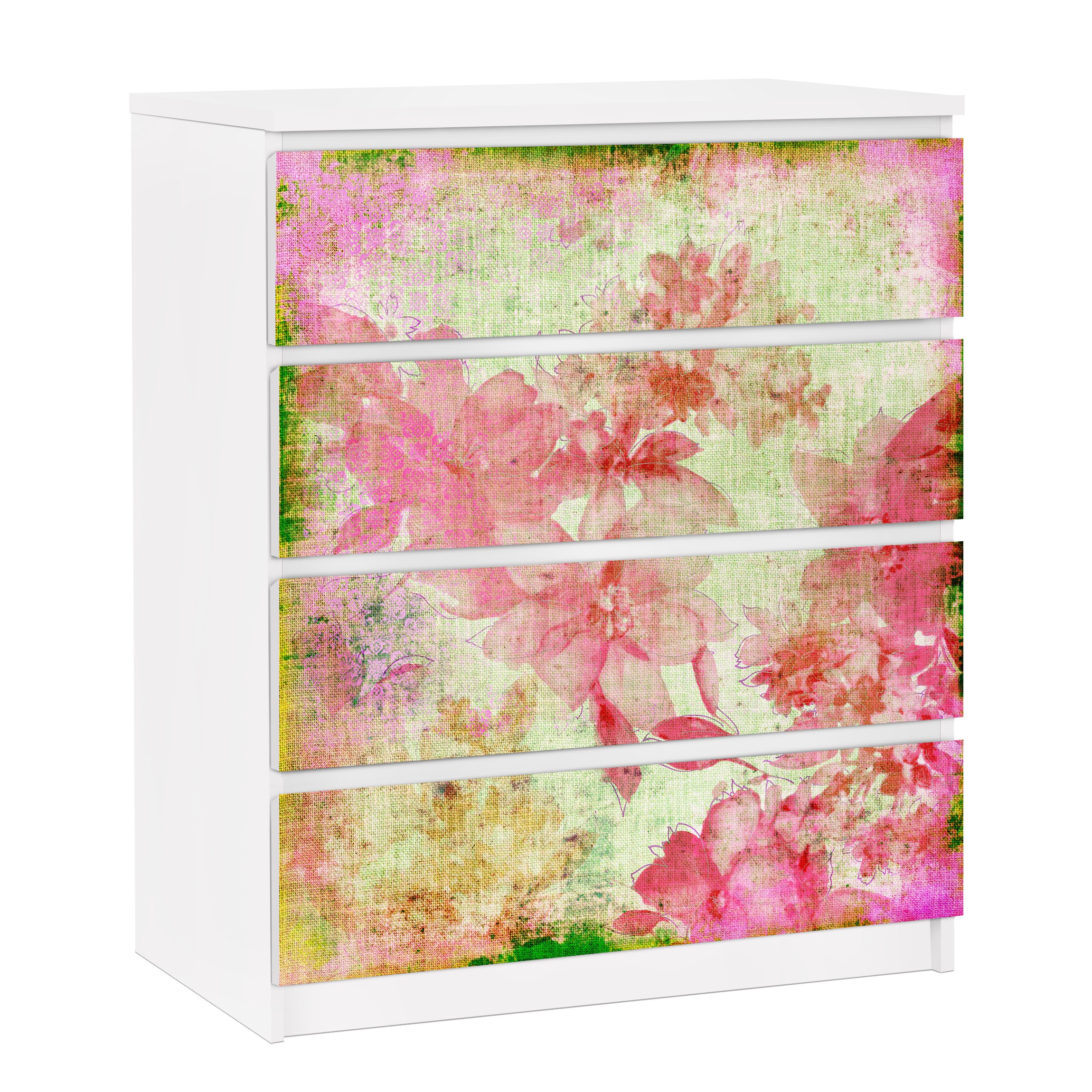 Möbelfolie für IKEA Malm Kommode 4 Schubladen Forgotten Beauties II