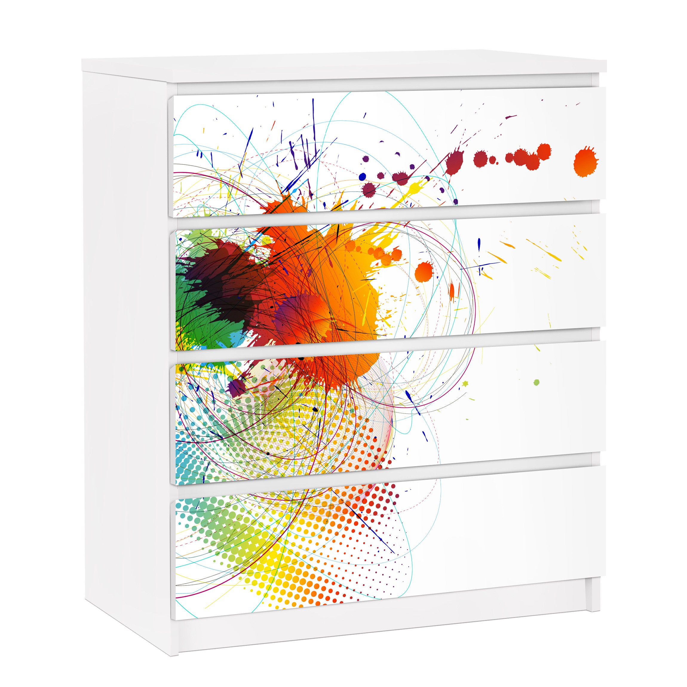 Möbelfolie für IKEA Malm Kommode 4 Schubladen Rainbow Background