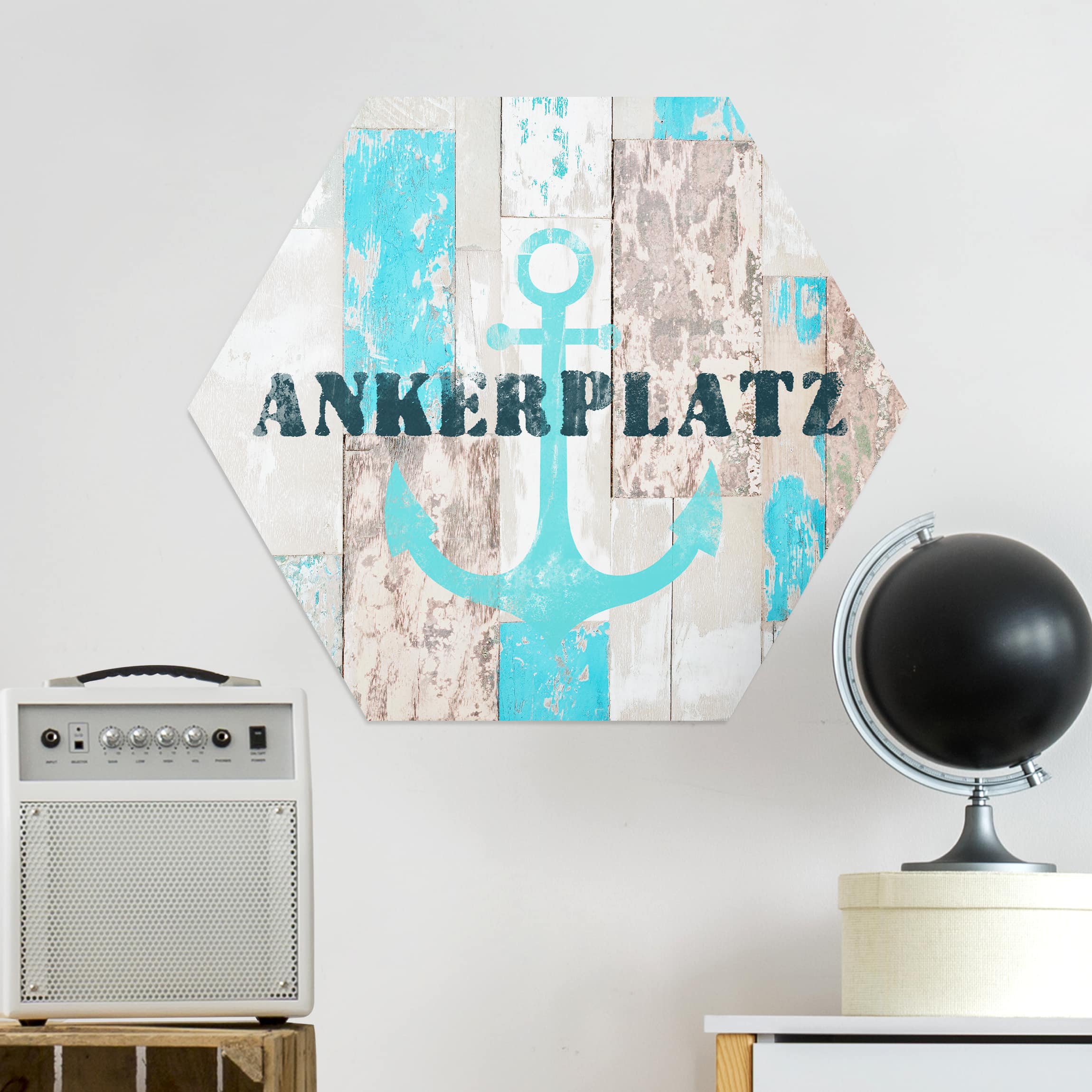 Hexagon-Alu-Dibond Bild Ankerplatz