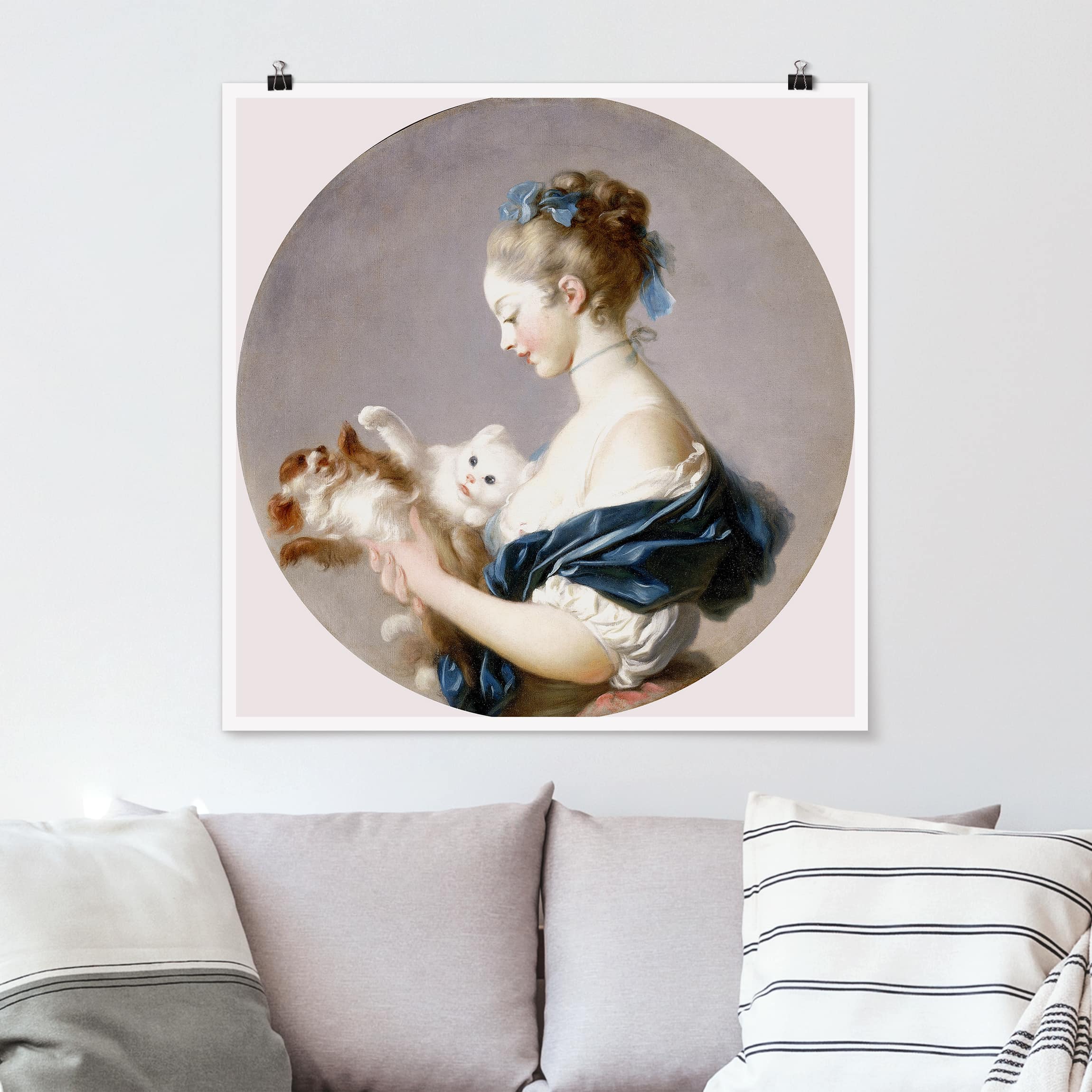 Poster Jean Honoré Fragonard - Mädchen mit Hund