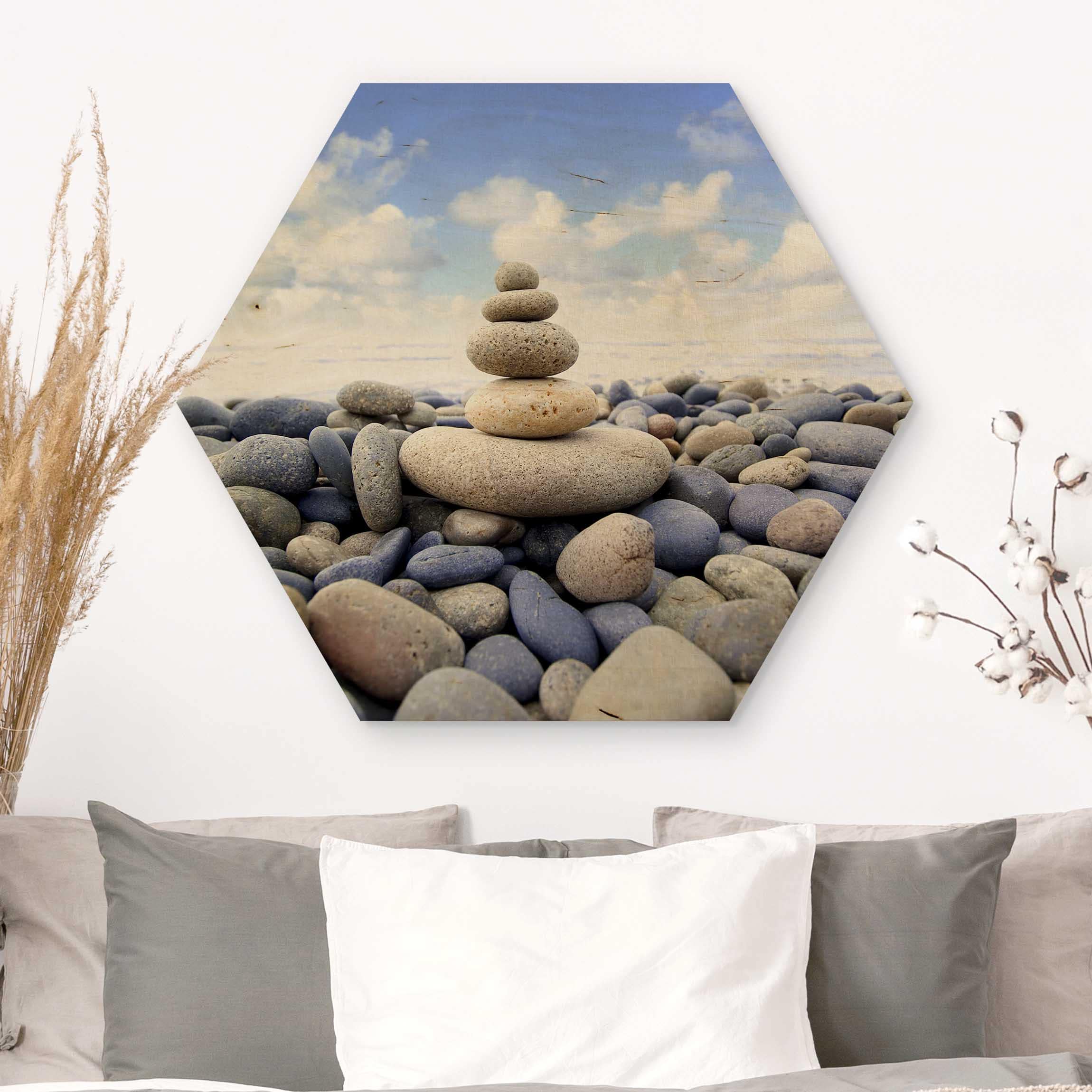 Hexagon-Holzbild Garten Eden