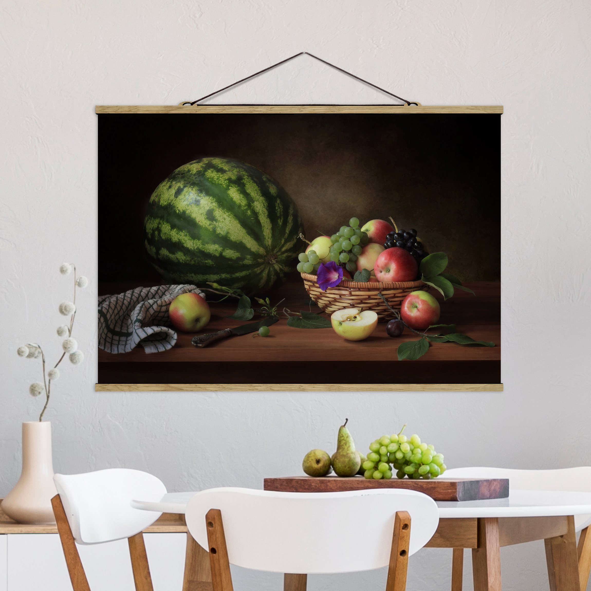 Stoffbild mit Posterleisten Stillleben mit Melone