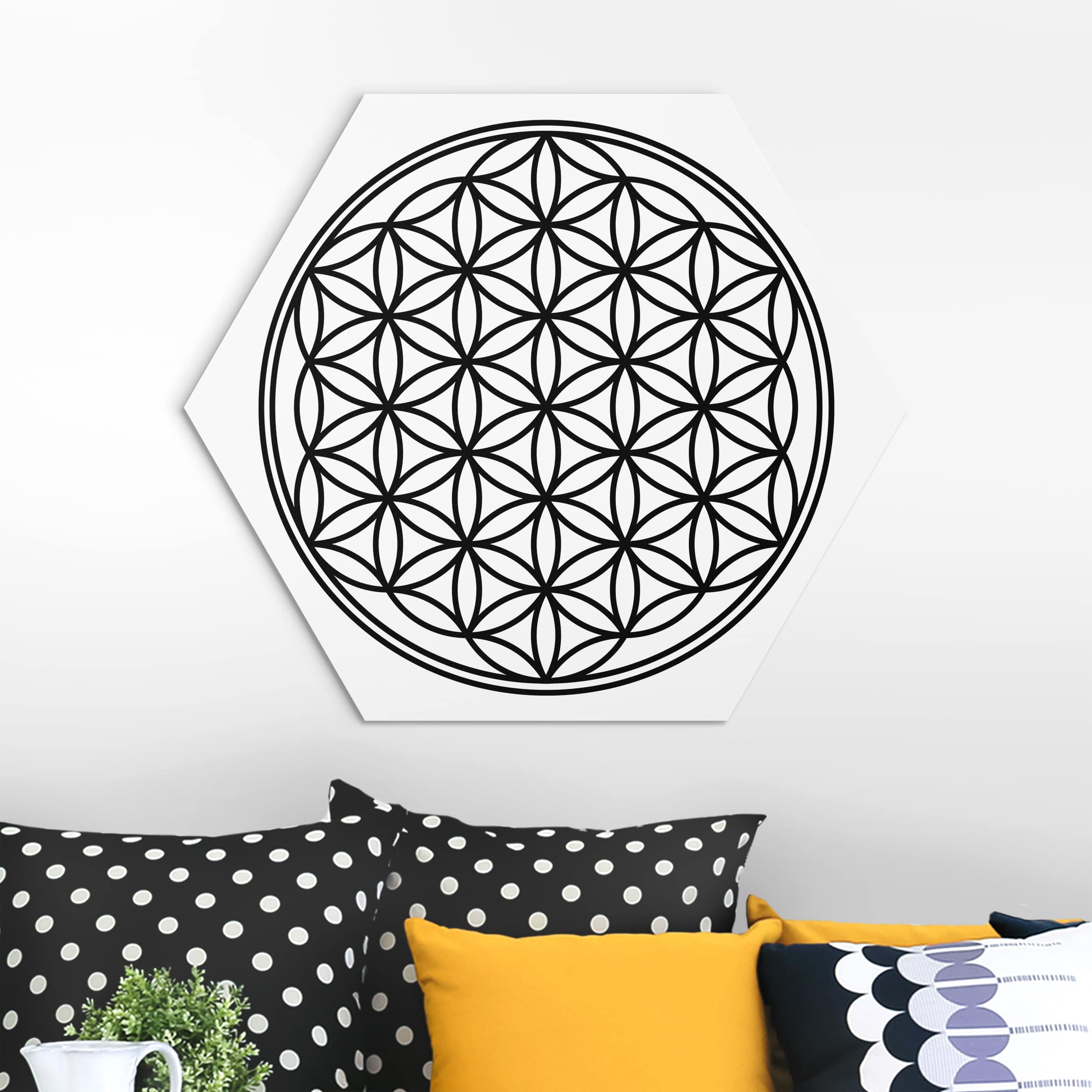 Hexagon-Alu-Dibond Bild Blume des Lebens