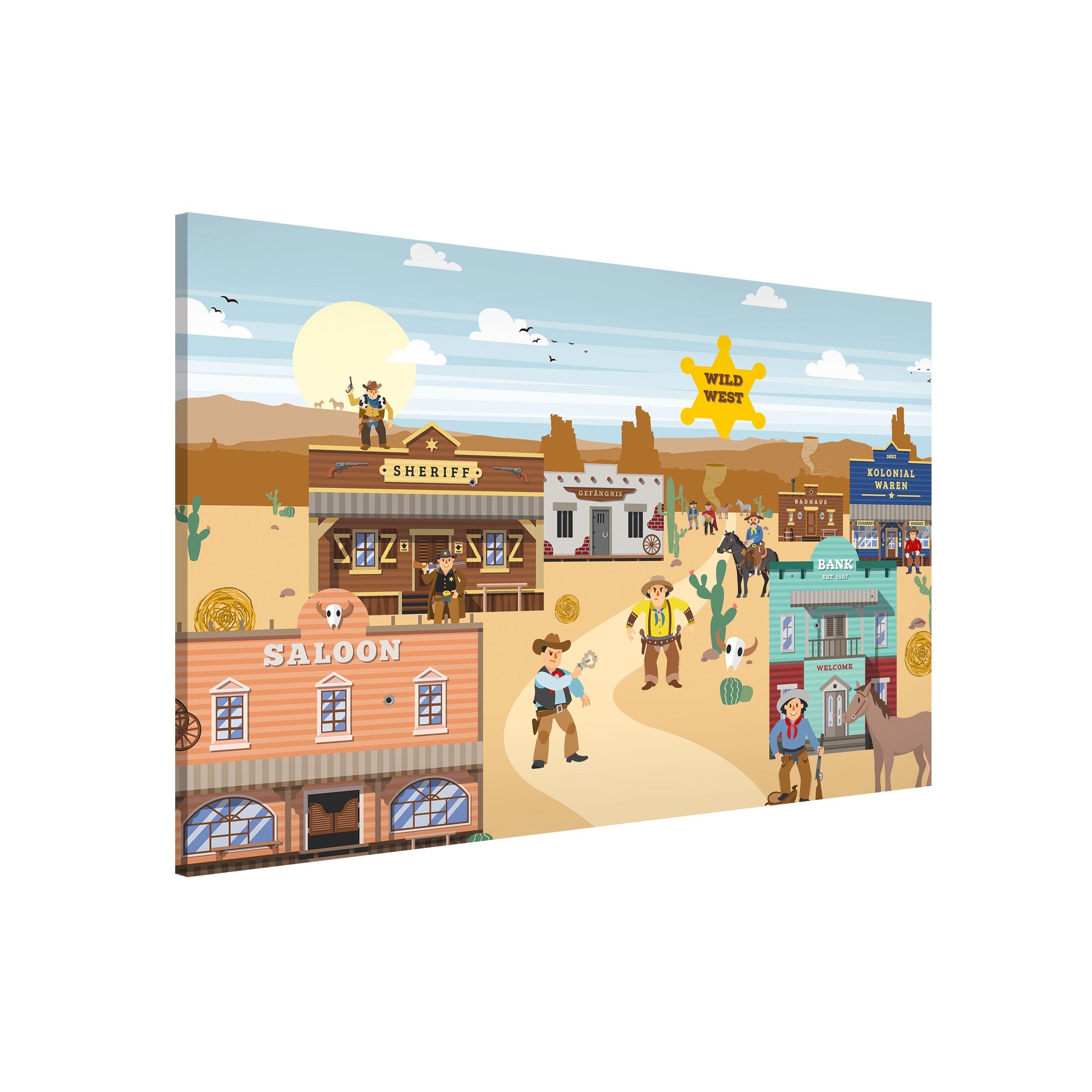 Magnettafel Wilder Westen - Vor dem Saloon