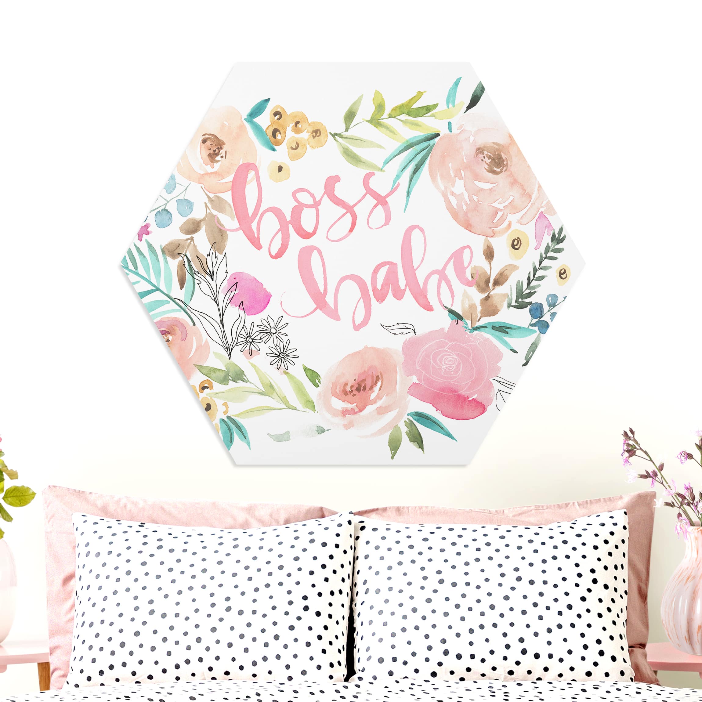 Hexagon-Forexbild Rosa Blüten - Boss Babe