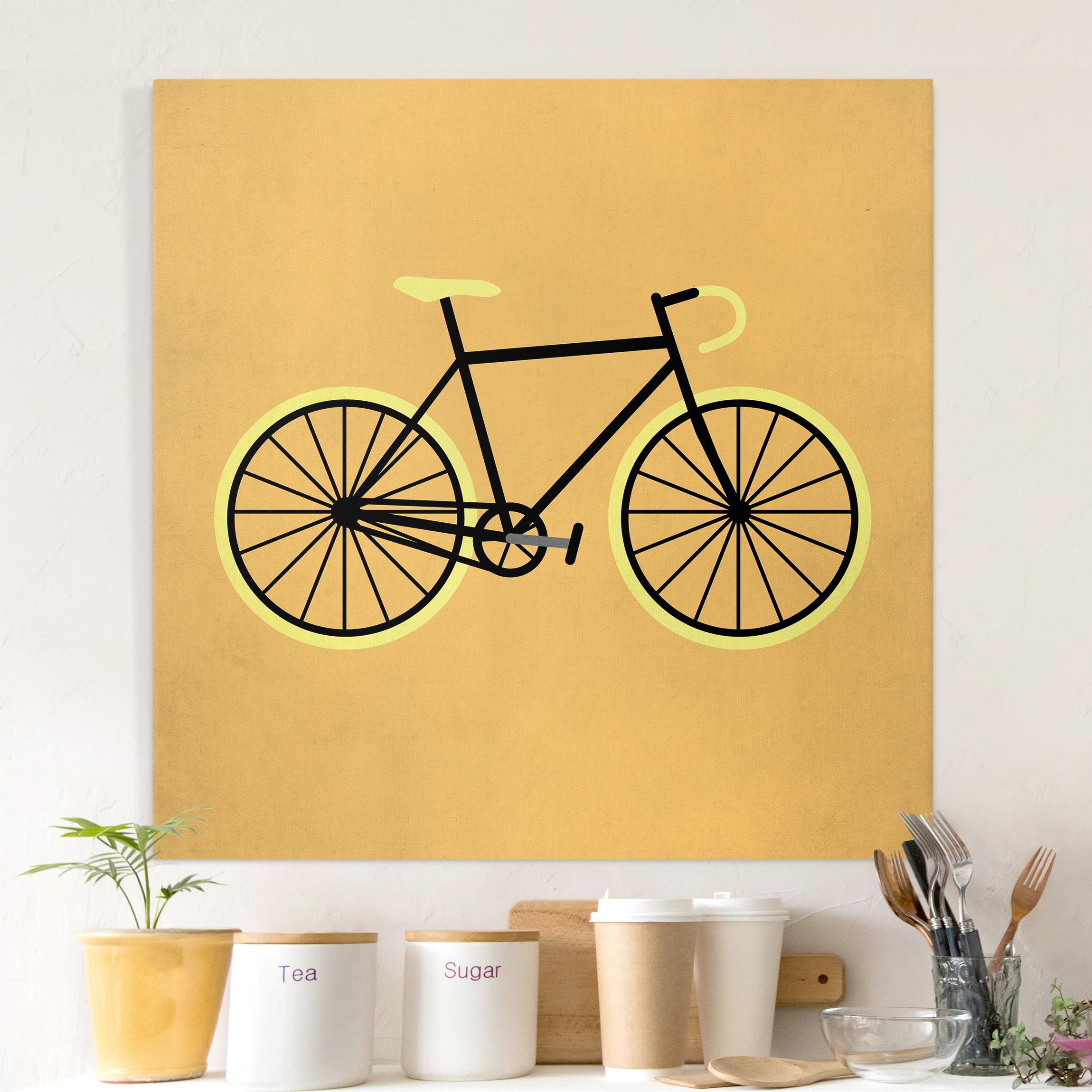 Leinwandbild Fahrrad in Gelb