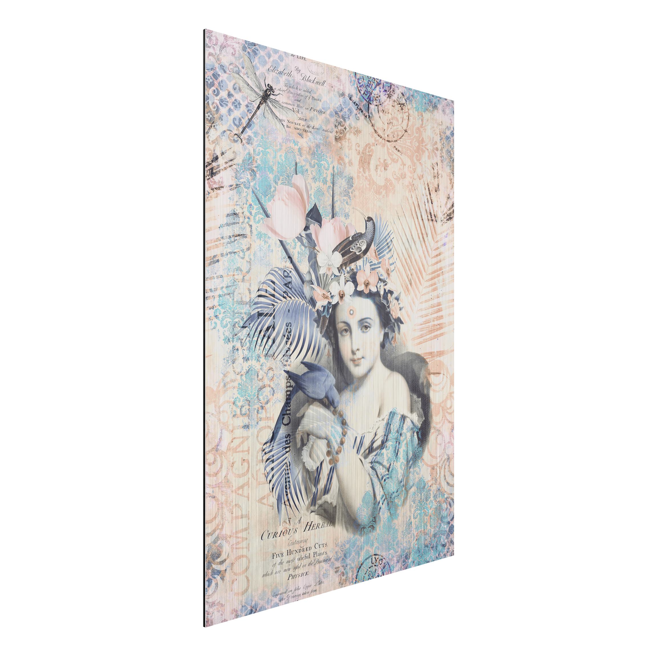 Alu-Dibond Bild Vintage Collage - Exotische Schönheit