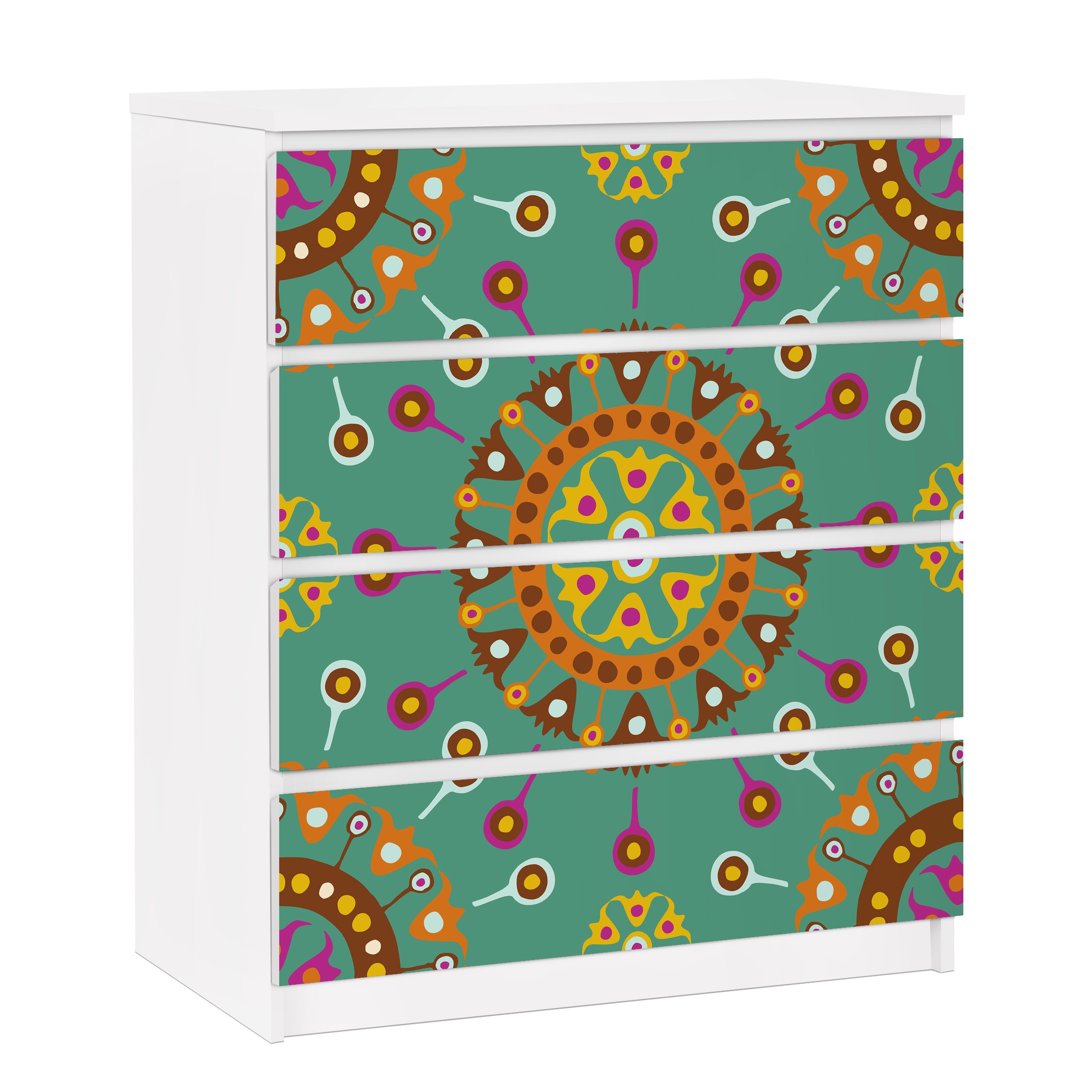 Möbelfolie für IKEA Malm Kommode 4 Schubladen Ethno Design