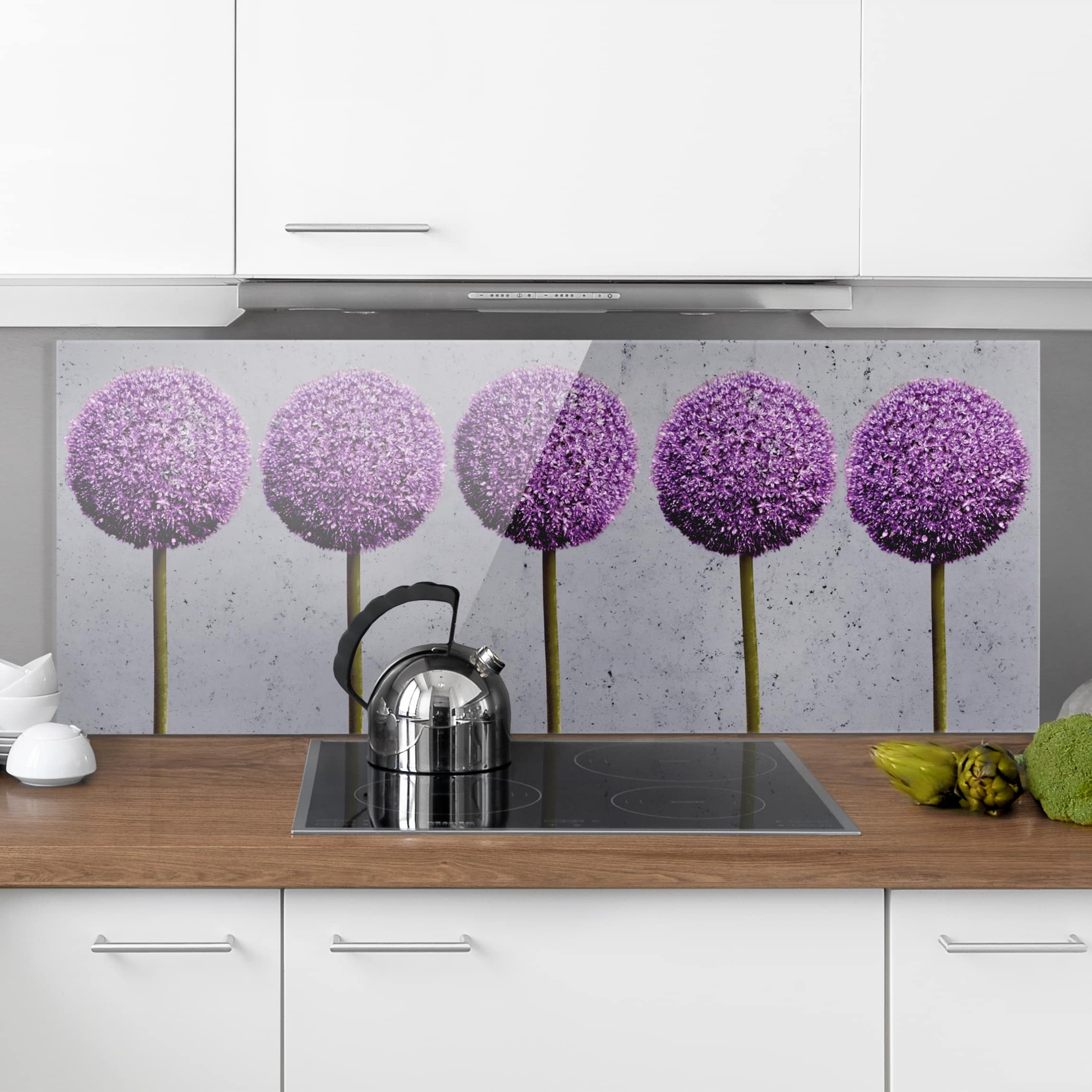 Glas Spritzschutz - Panorama Allium Kugel-Blüten
