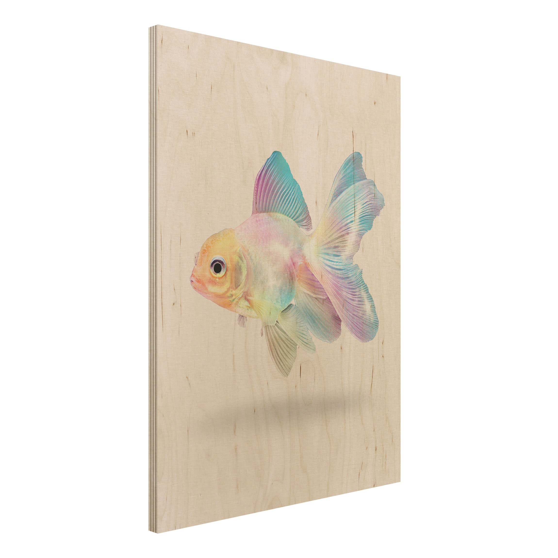 Holzbild - Hochformat 3:4 Fisch in Pastell